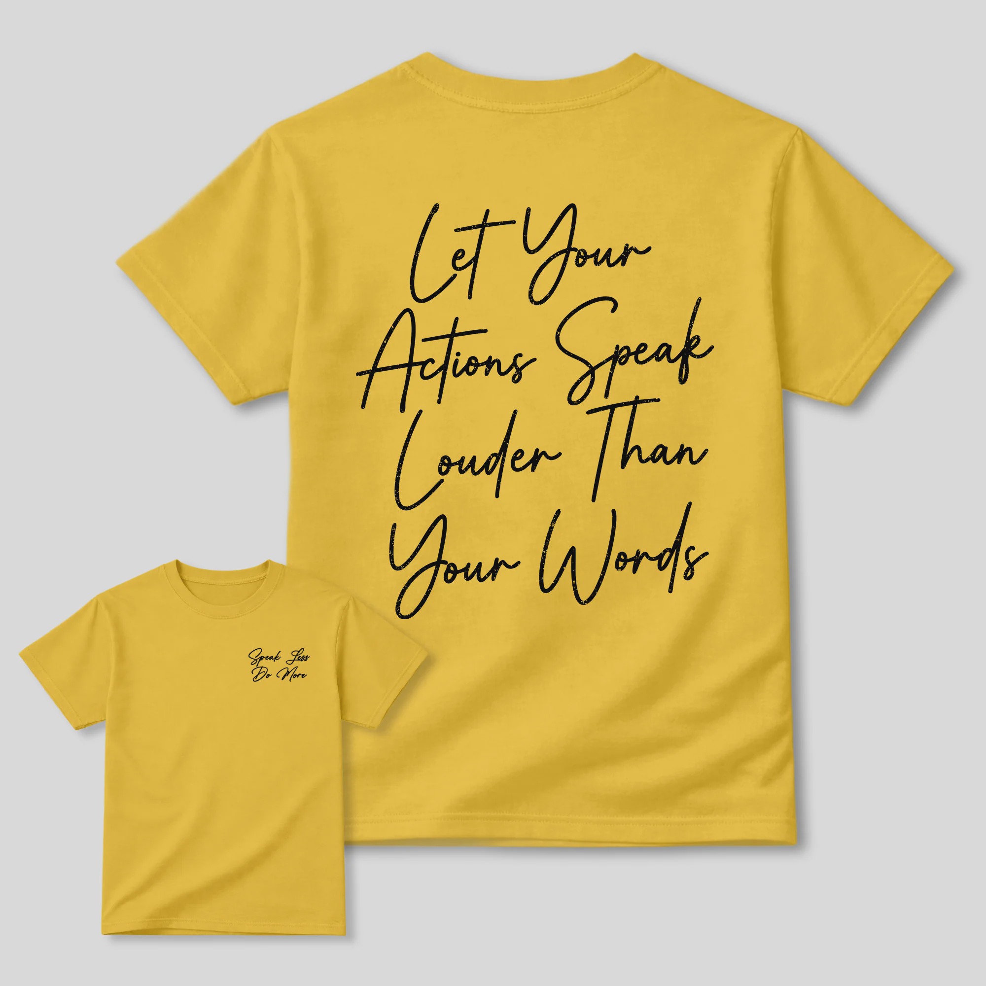 Speak Less Do More AJ4 Tour Yellow Matching Graphic Tee