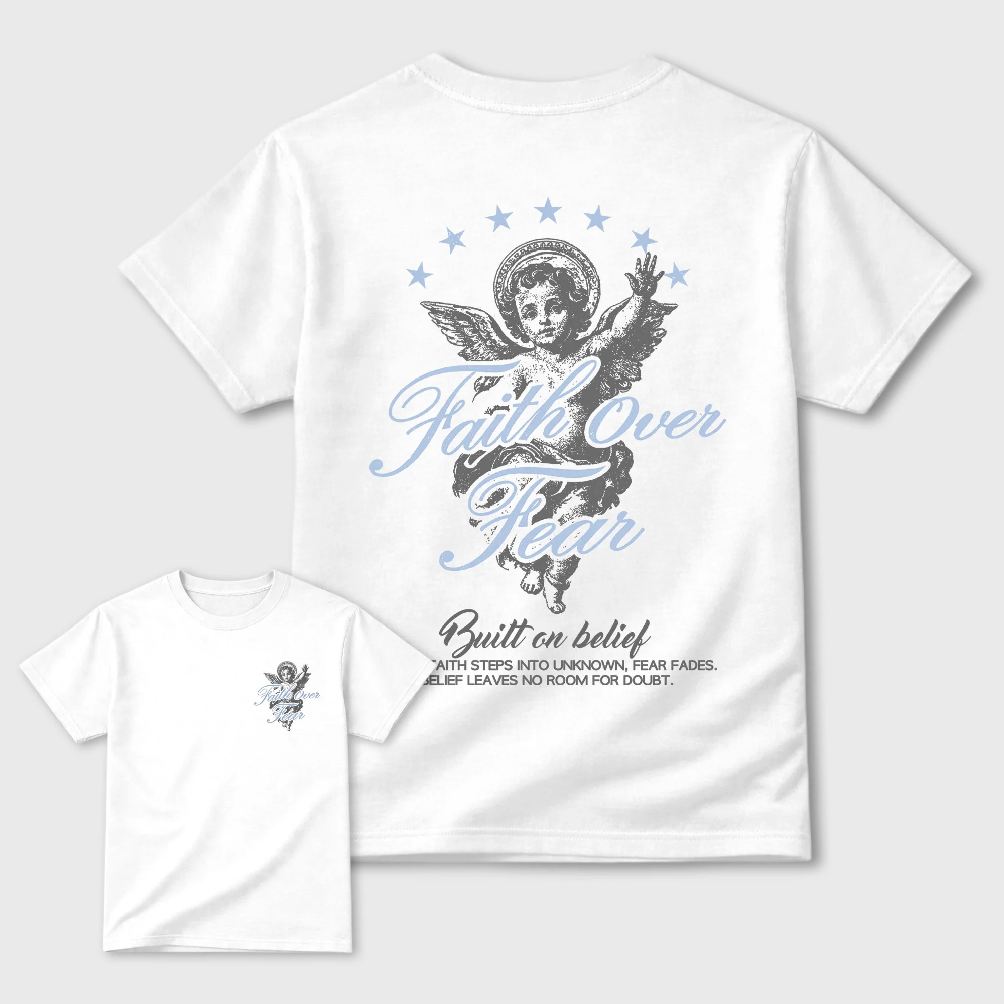 Faith Over Fear TEEWAVO Sneaker Tees - Air Jordan 5 Wolf Grey