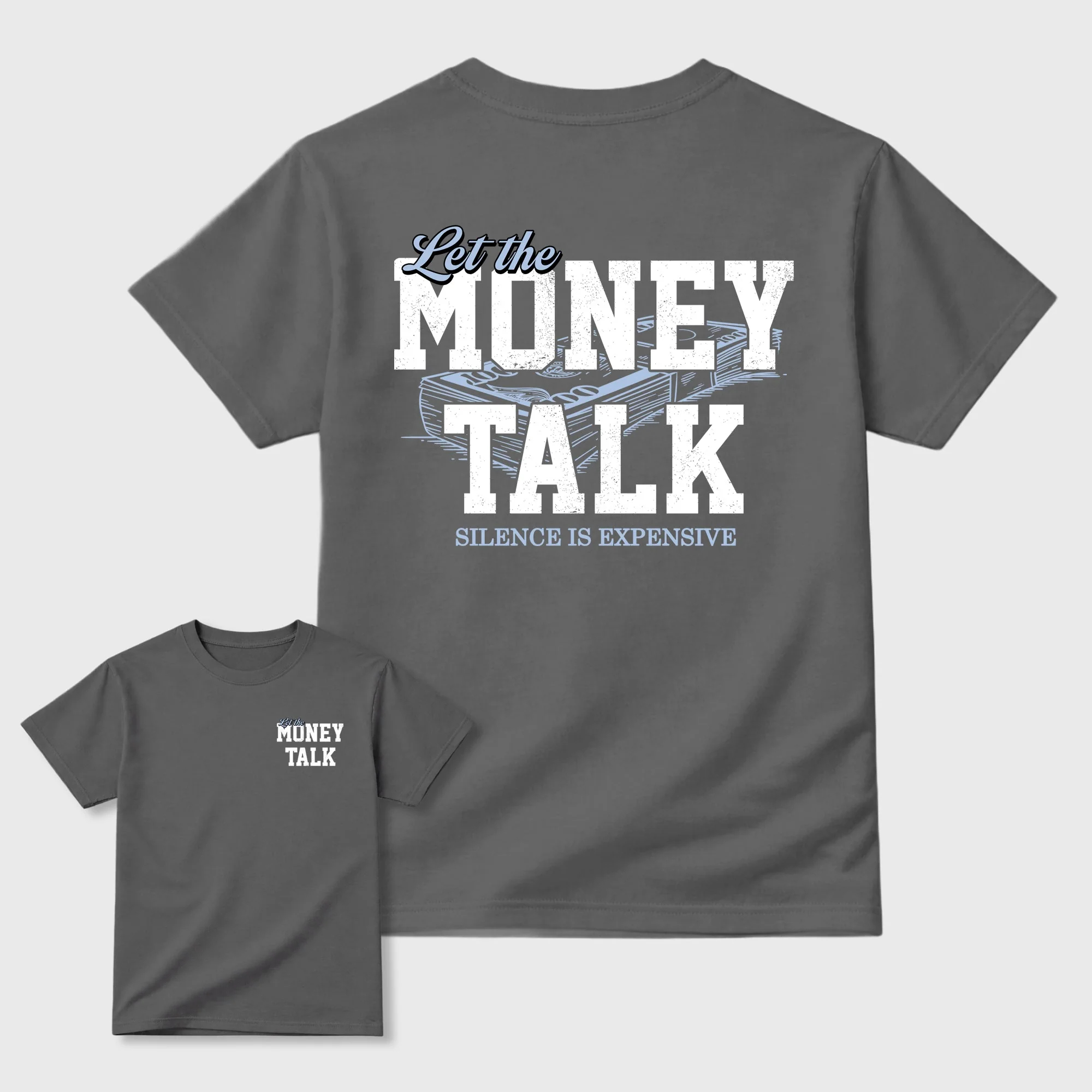 Let the Money Talk TEEWAVO Sneaker Tees - Air Jordan 5 Wolf Grey