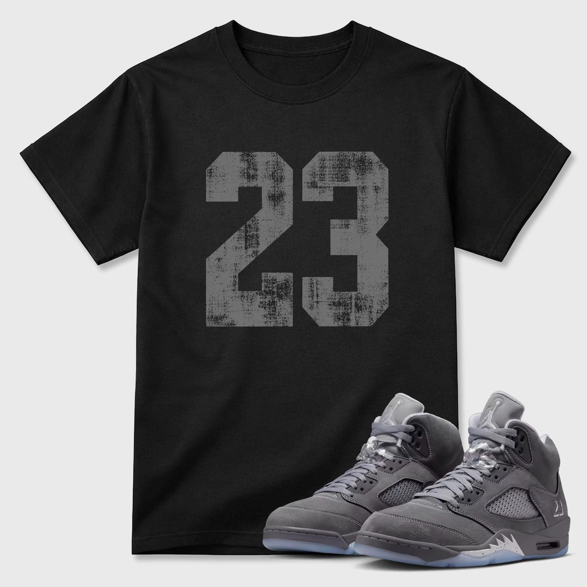 No.23 TEEWAVO Sneaker Tees - Air Jordan 5 Wolf Grey