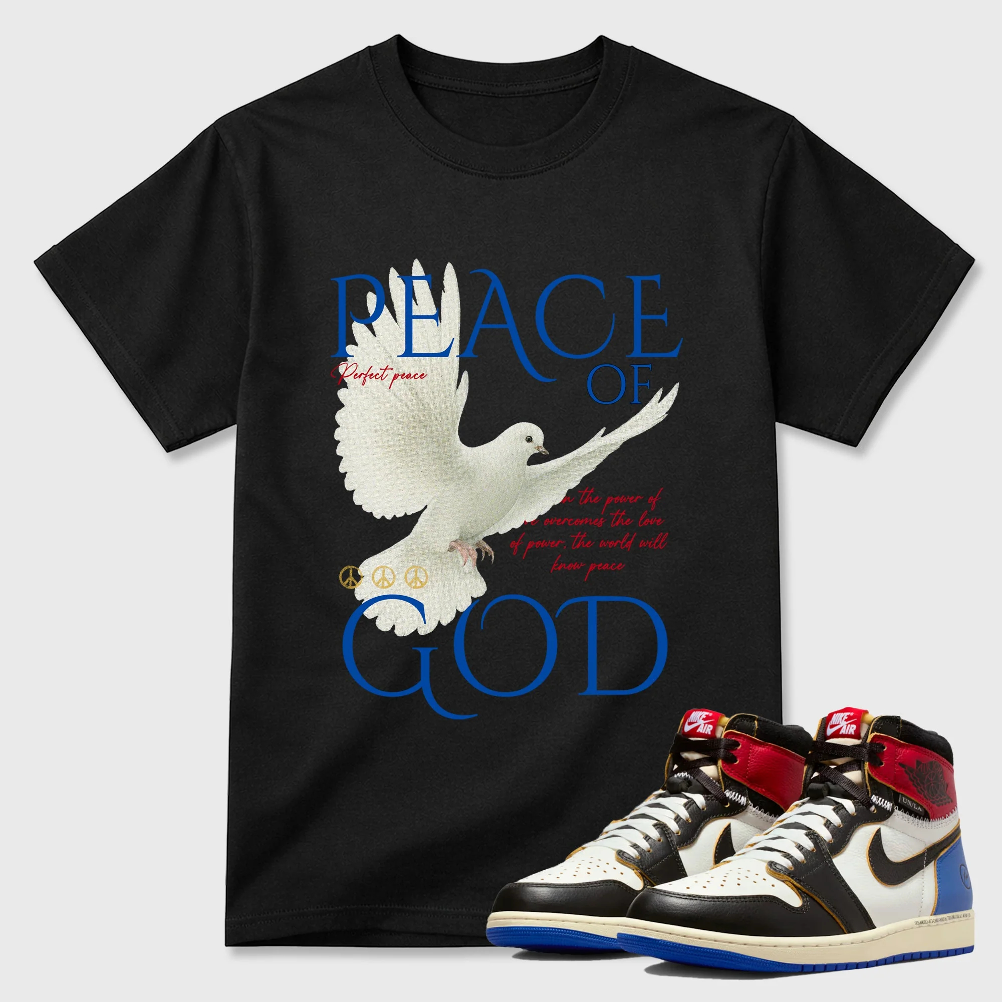 Peace of God TEEWAVO Sneaker Tees - Air Jordan 1 Union x Fragment