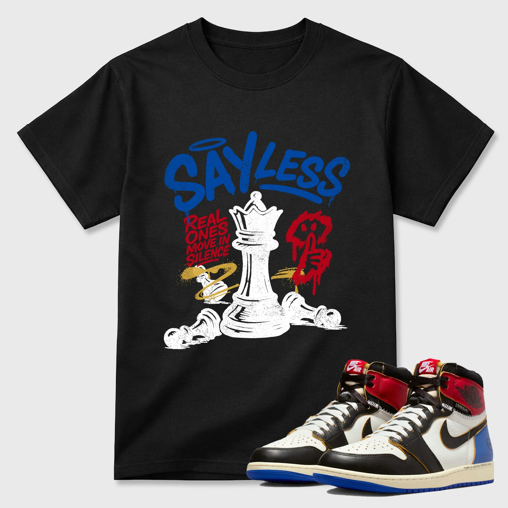 Say Less TEEWAVO Sneaker Tees - Air Jordan 1 Union x Fragment