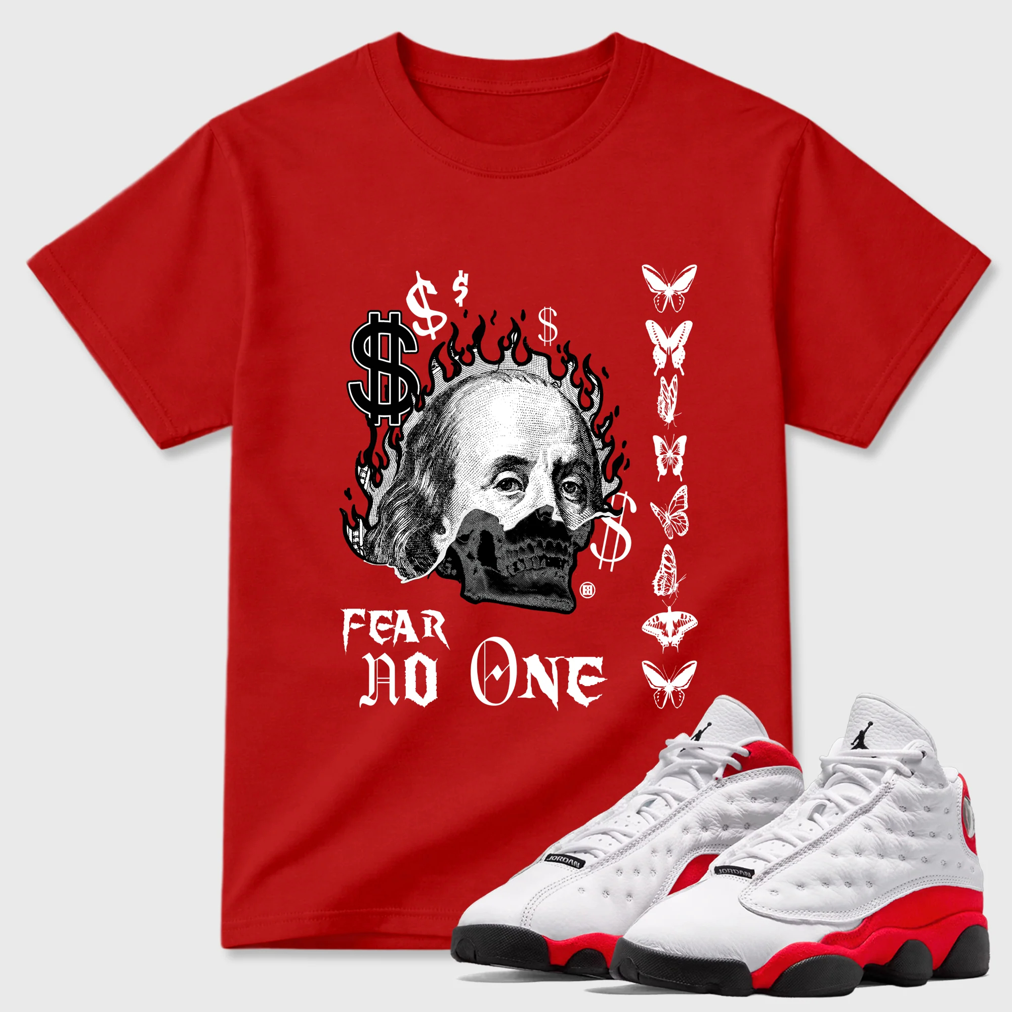 Fear No One SNRT Sneaker Tees - Air Jordan 13 University Red