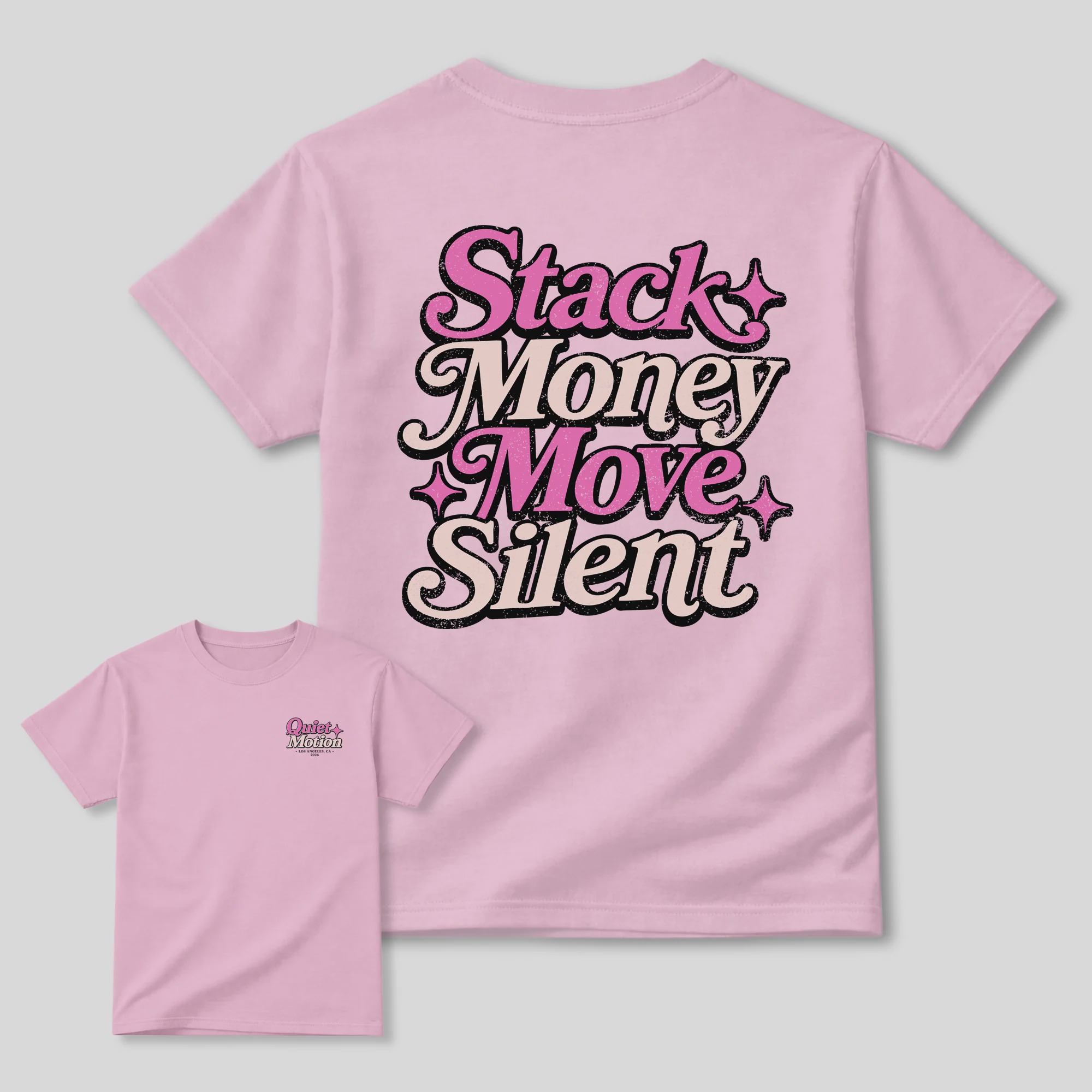 Stack Money Move Silnet AJ6 Playful Pink Matching Graphic Tee