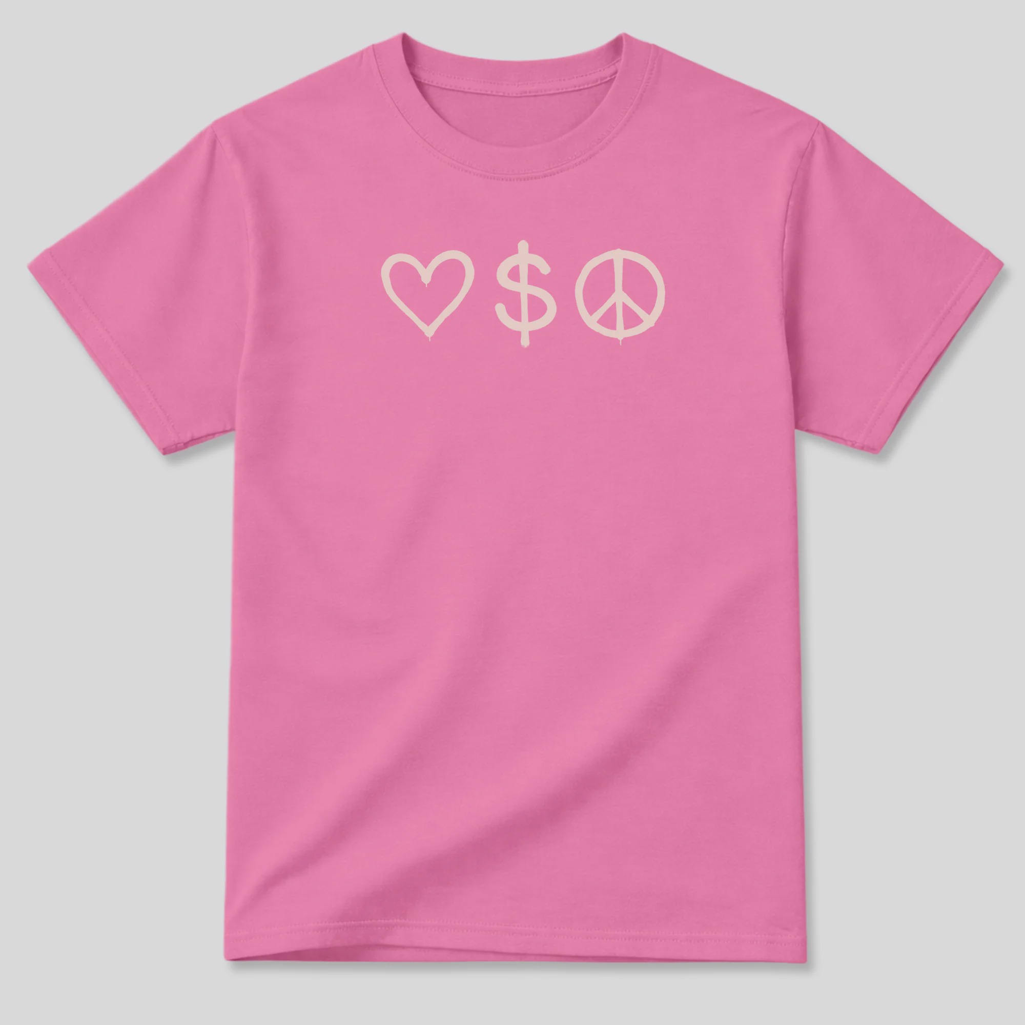 Love Money Peace AJ6 Playful Pink Matching Graphic Tee