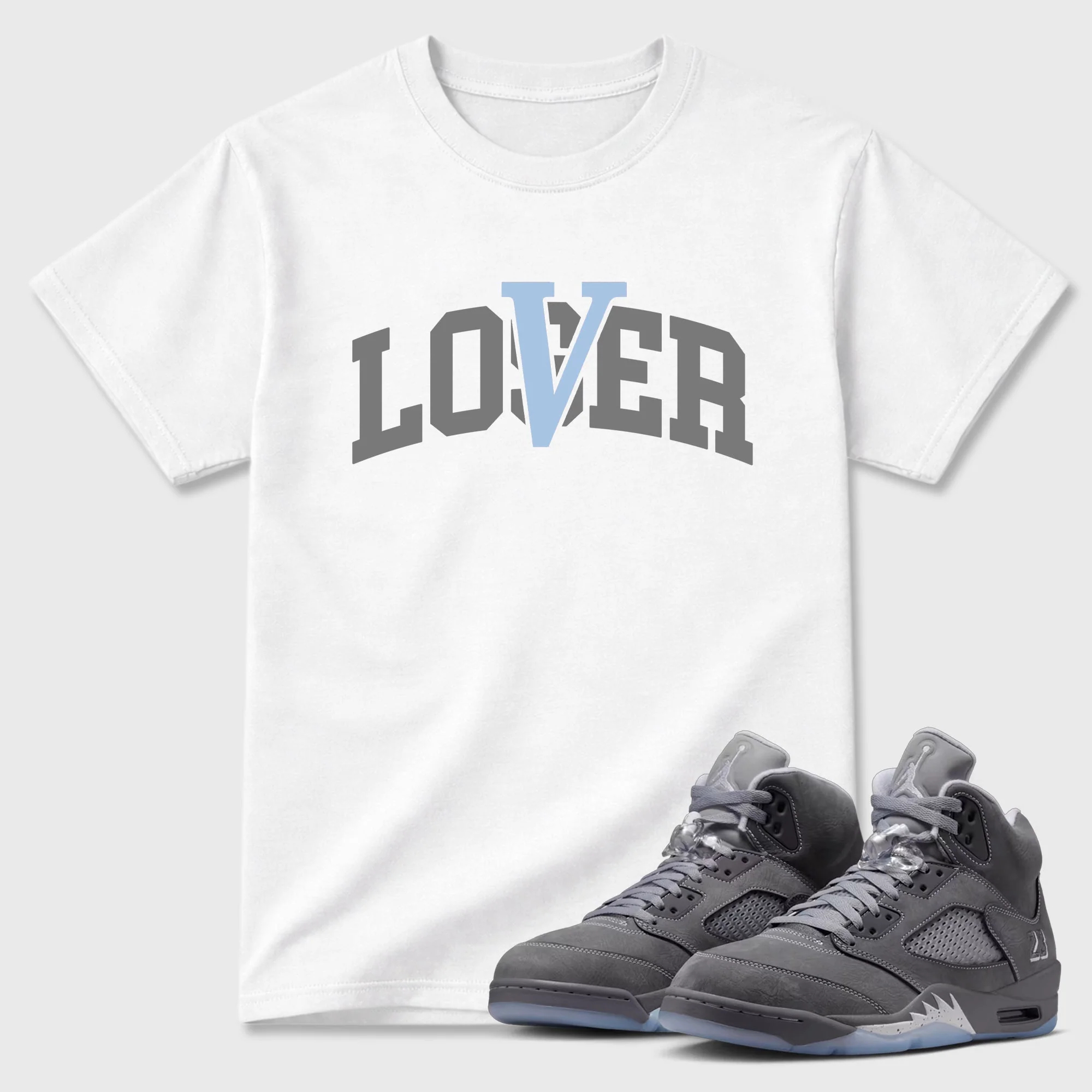 Loser Lover Varsity TEEWAVO Sneaker Tees - Air Jordan 5 Wolf Grey