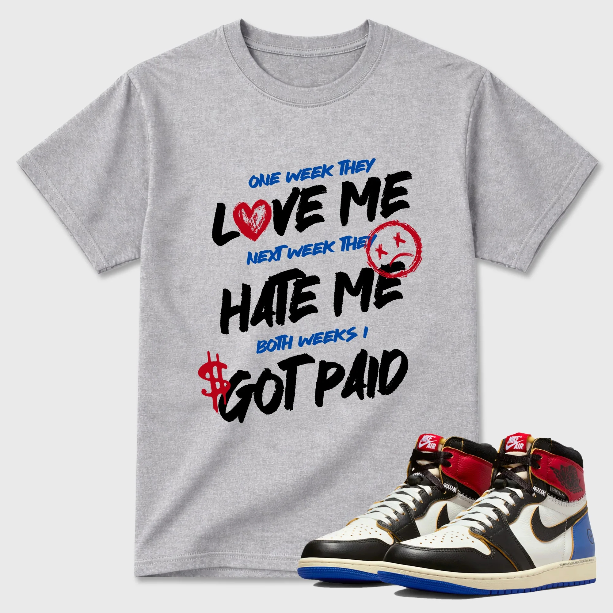 I Got Paid TEEWAVO Sneaker Tees - Air Jordan 1 Union x Fragment