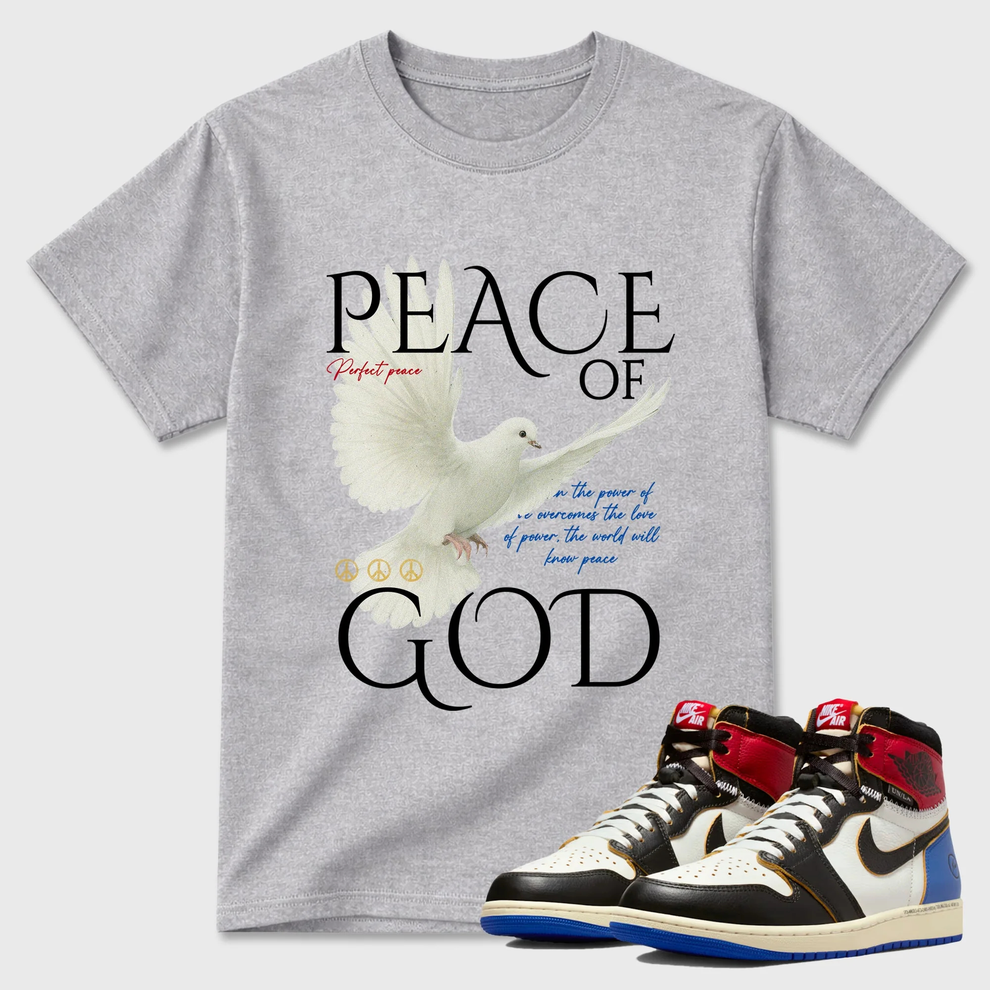 Peace of God TEEWAVO Sneaker Tees - Air Jordan 1 Union x Fragment