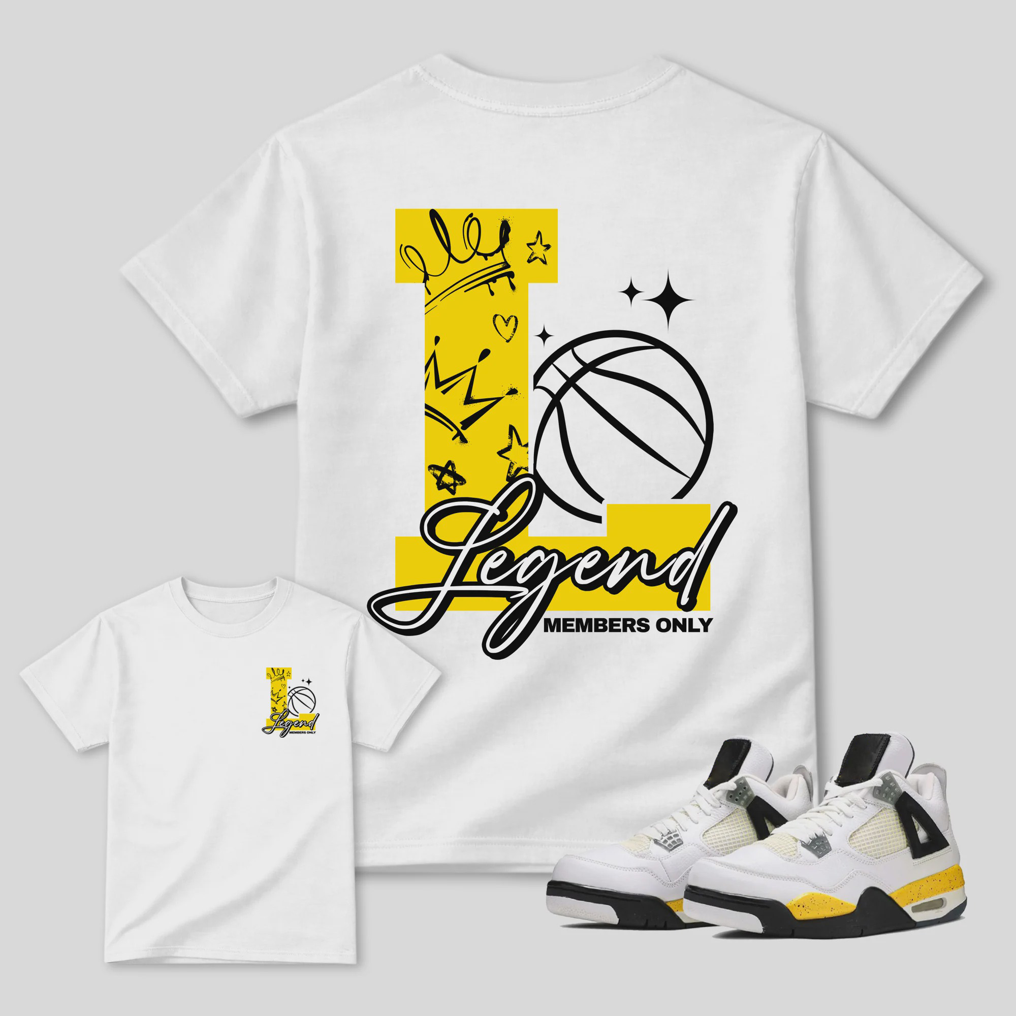 Legend AJ4 Tour Yellow Matching Graphic Tee