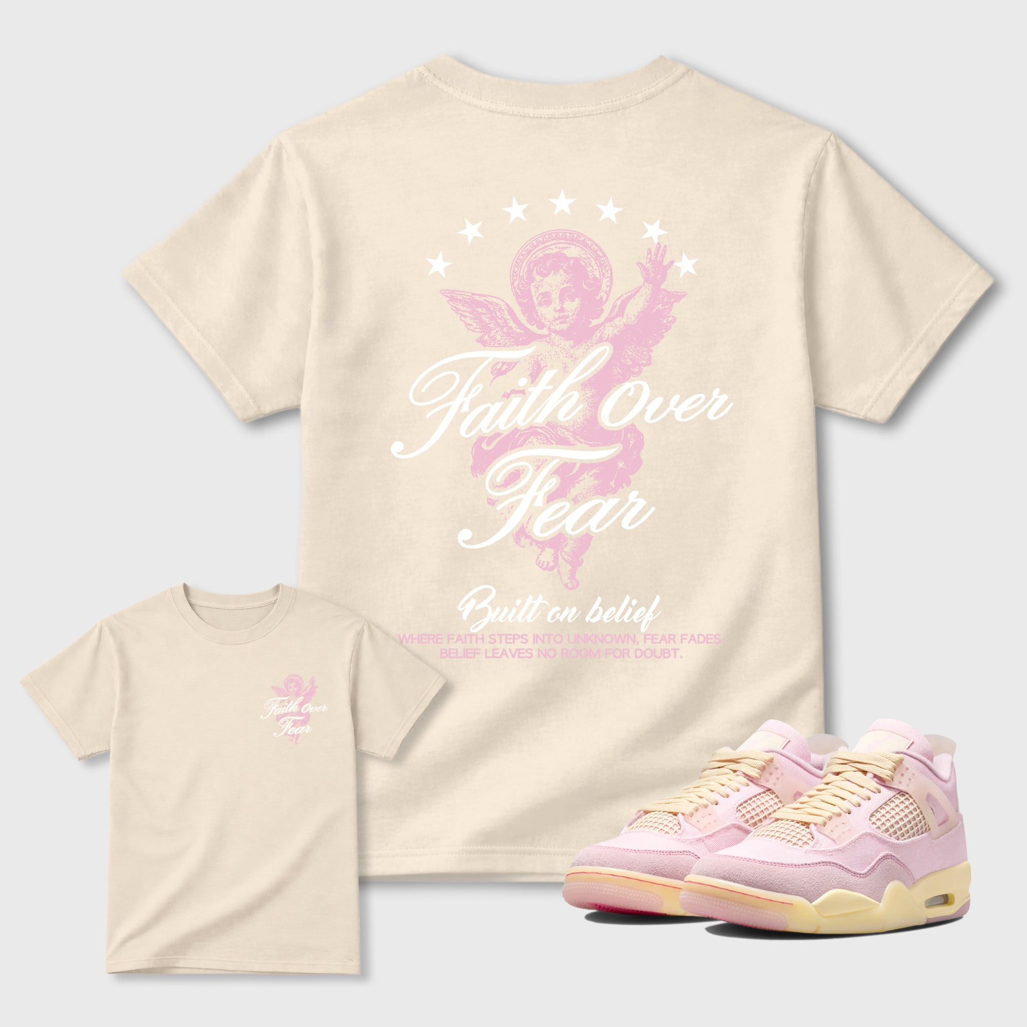 Faith Over Fear Sneaker Tees - Air Jordan 4 Iced Carmine