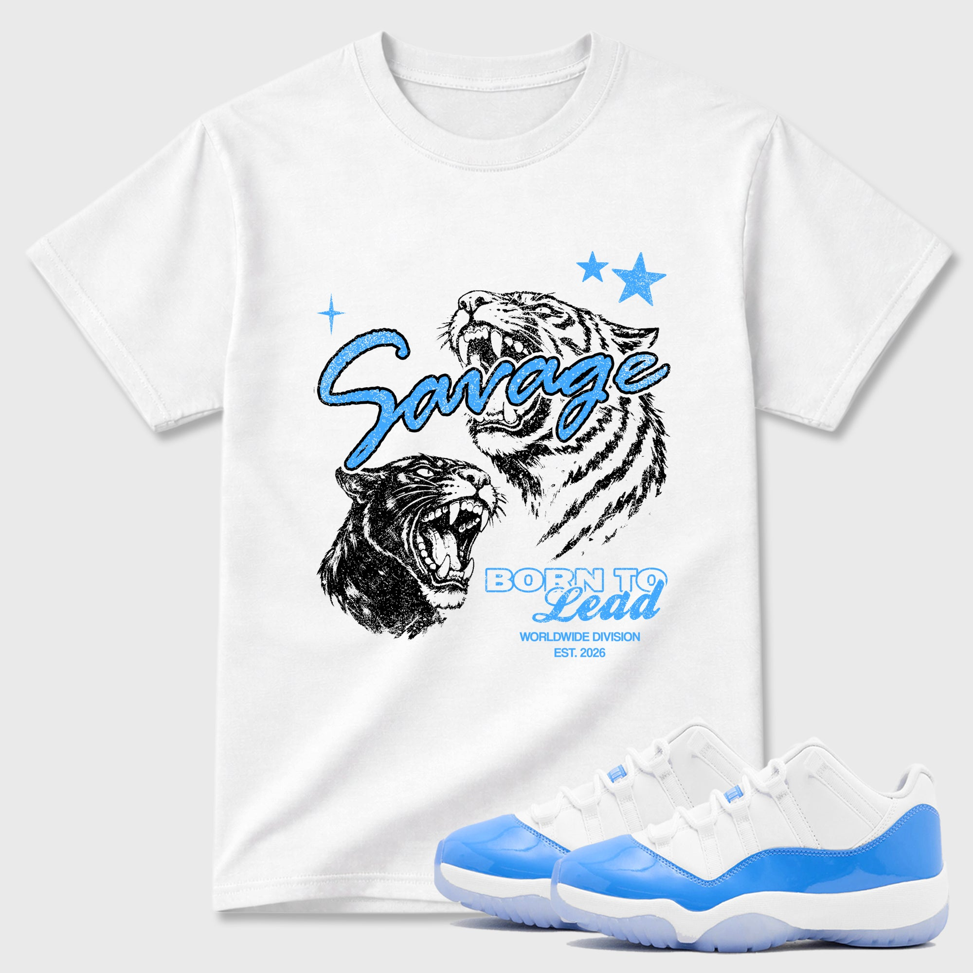 Vintage Savage  Sneaker Tees - Air Jordan 11 University Blue