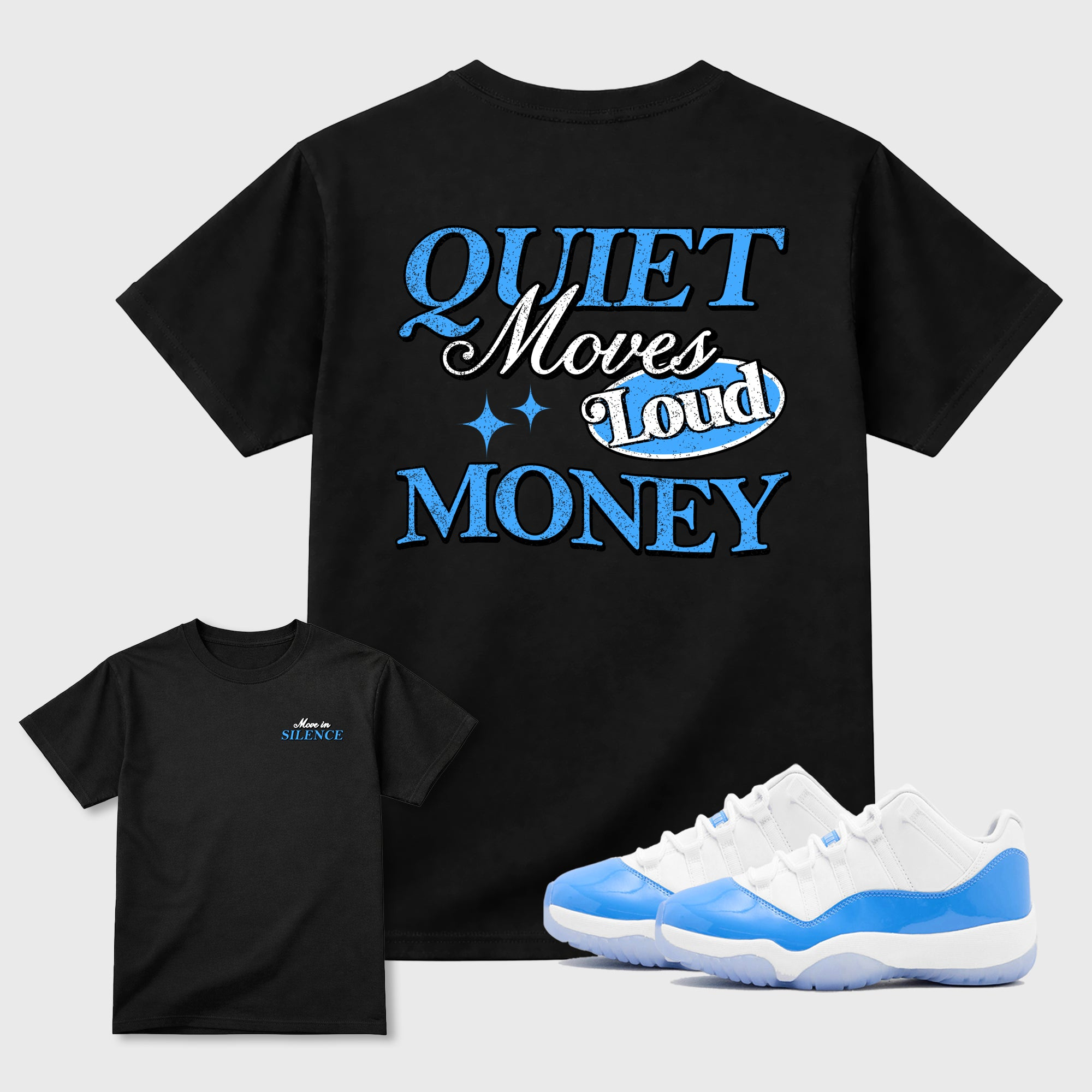 Move In Silence Sneaker Tees - Air Jordan 11 University Blue