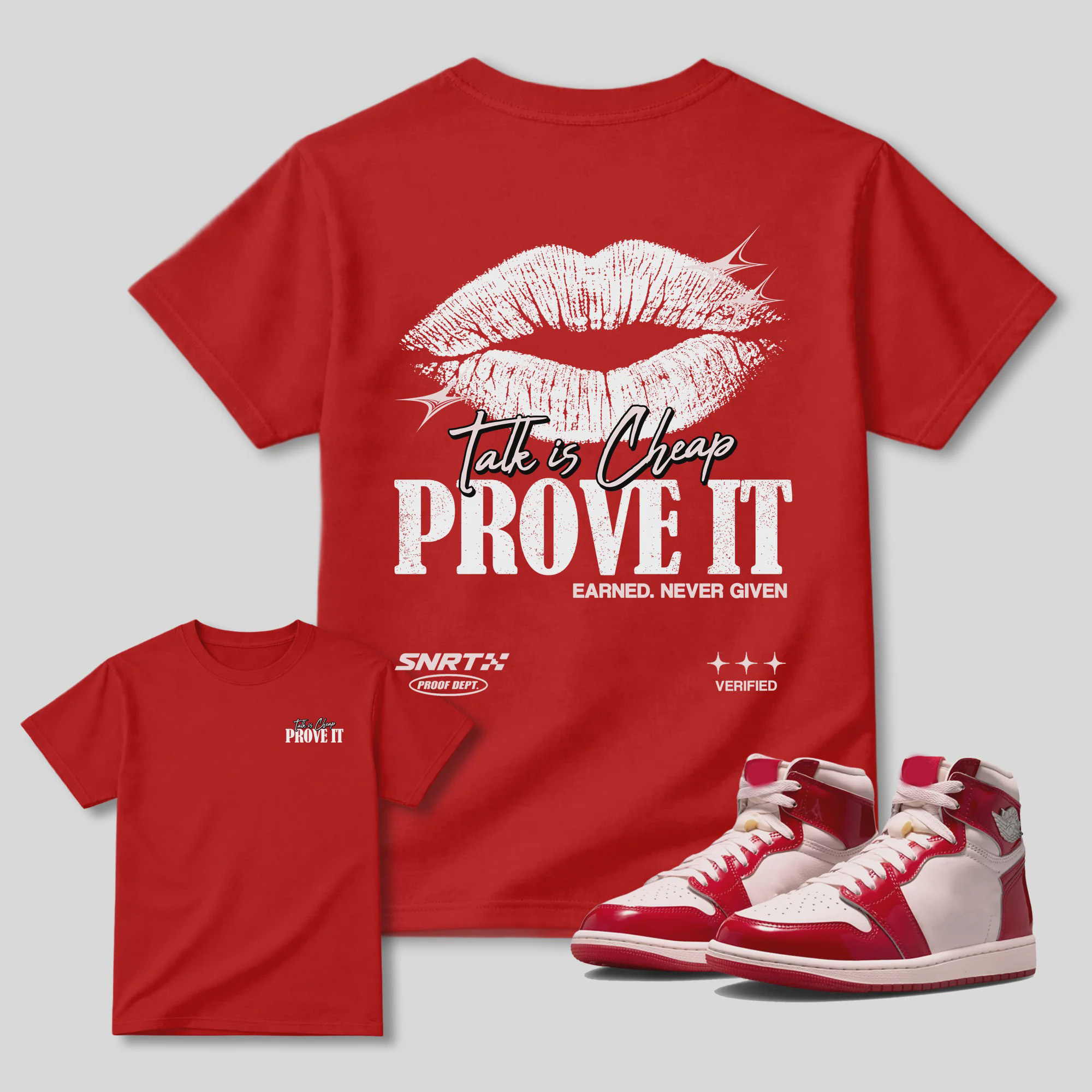 Talk Is Cheap Air Jordan 1 Nails and Grails Matching Graphic Tee