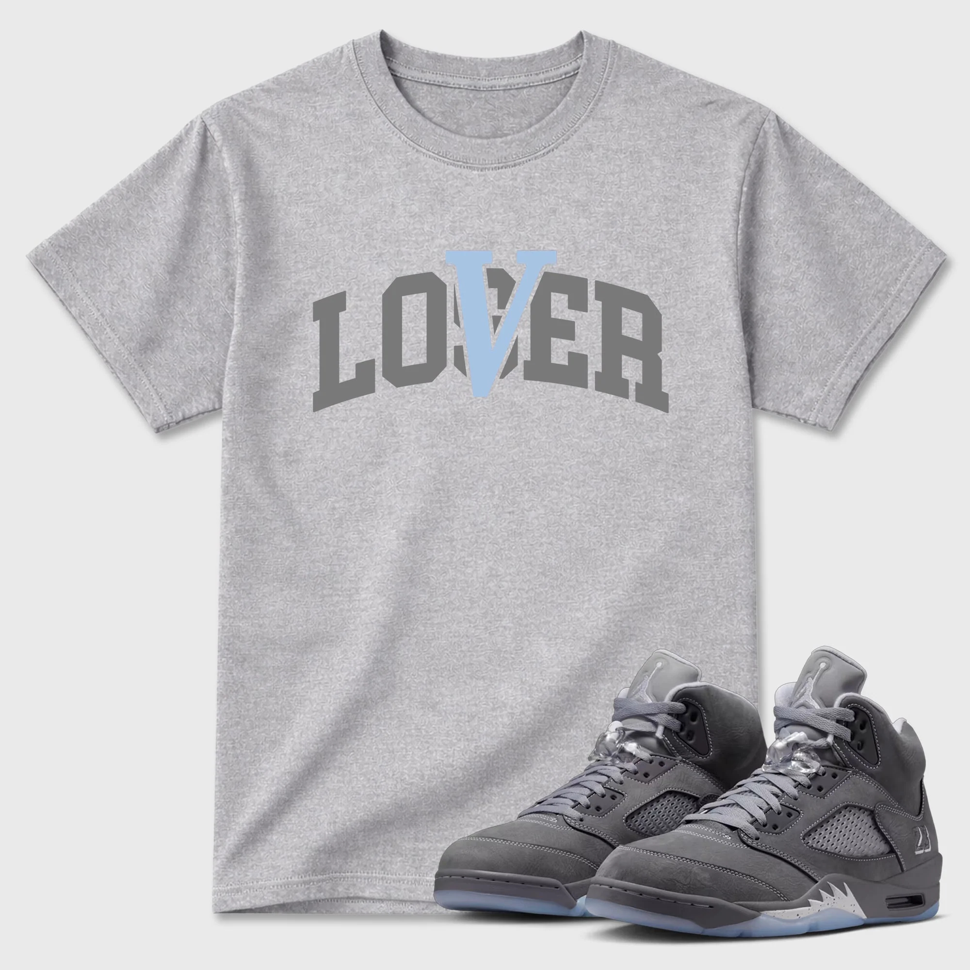 Loser Lover Varsity TEEWAVO Sneaker Tees - Air Jordan 5 Wolf Grey