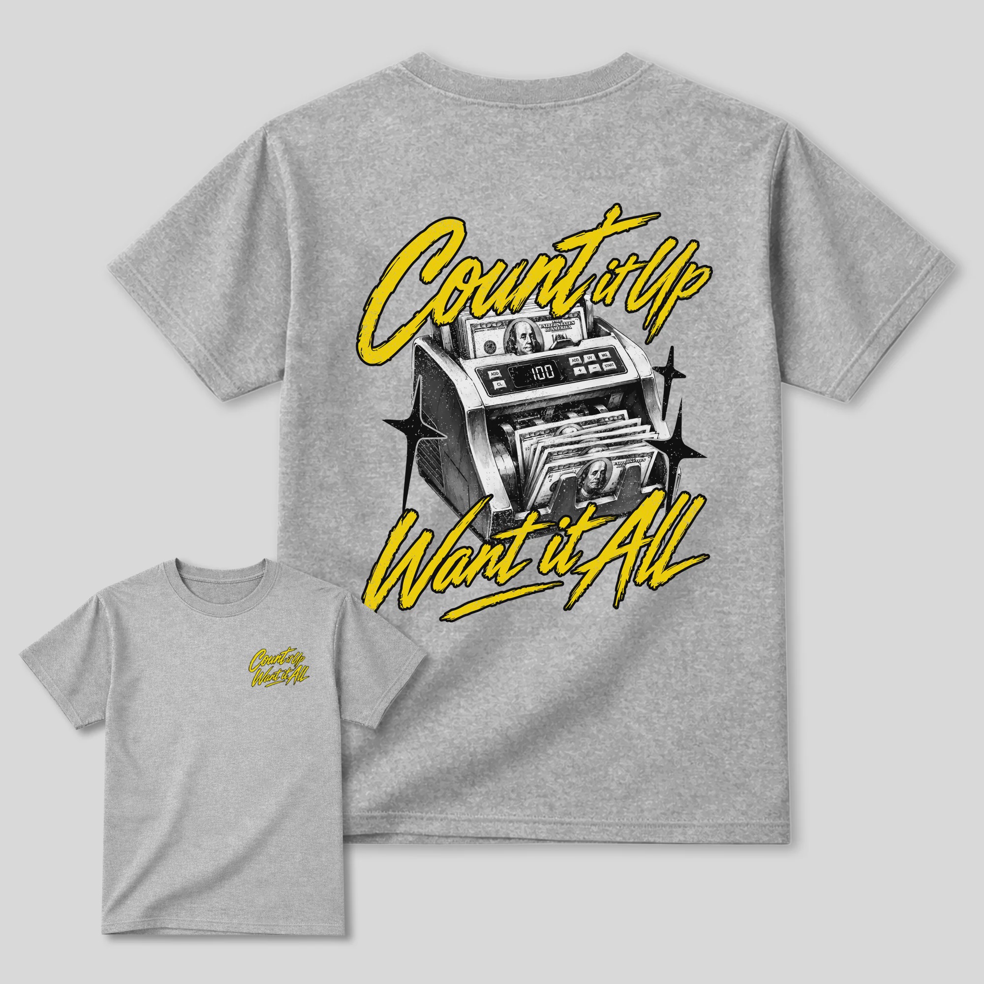 Count It Up AJ4 Tour Yellow Matching Graphic Tee