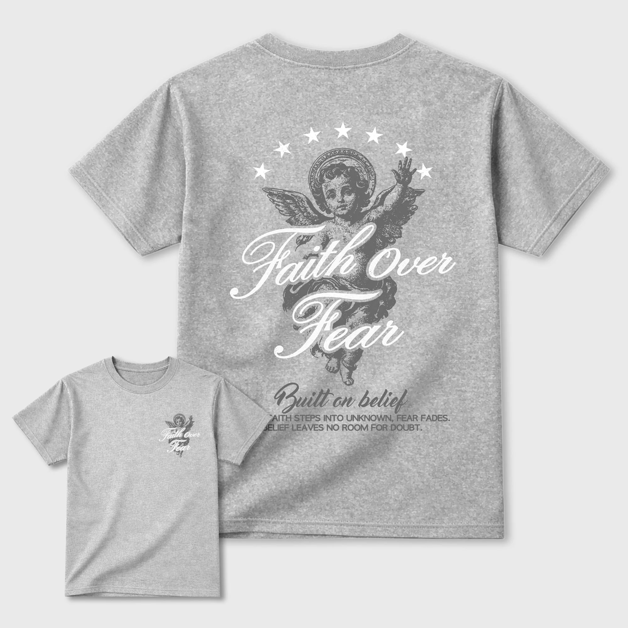 Faith Over Fear TEEWAVO Sneaker Tees - Air Jordan 5 Wolf Grey