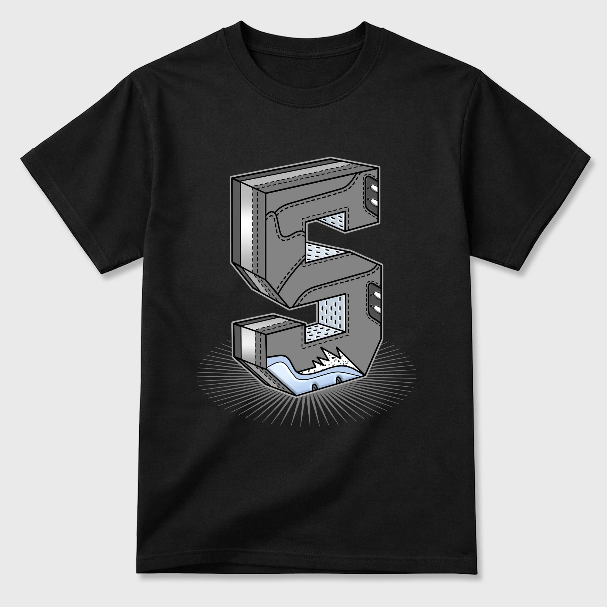 Number Statue TEEWAVO Sneaker Tees - Air Jordan 5 Wolf Grey