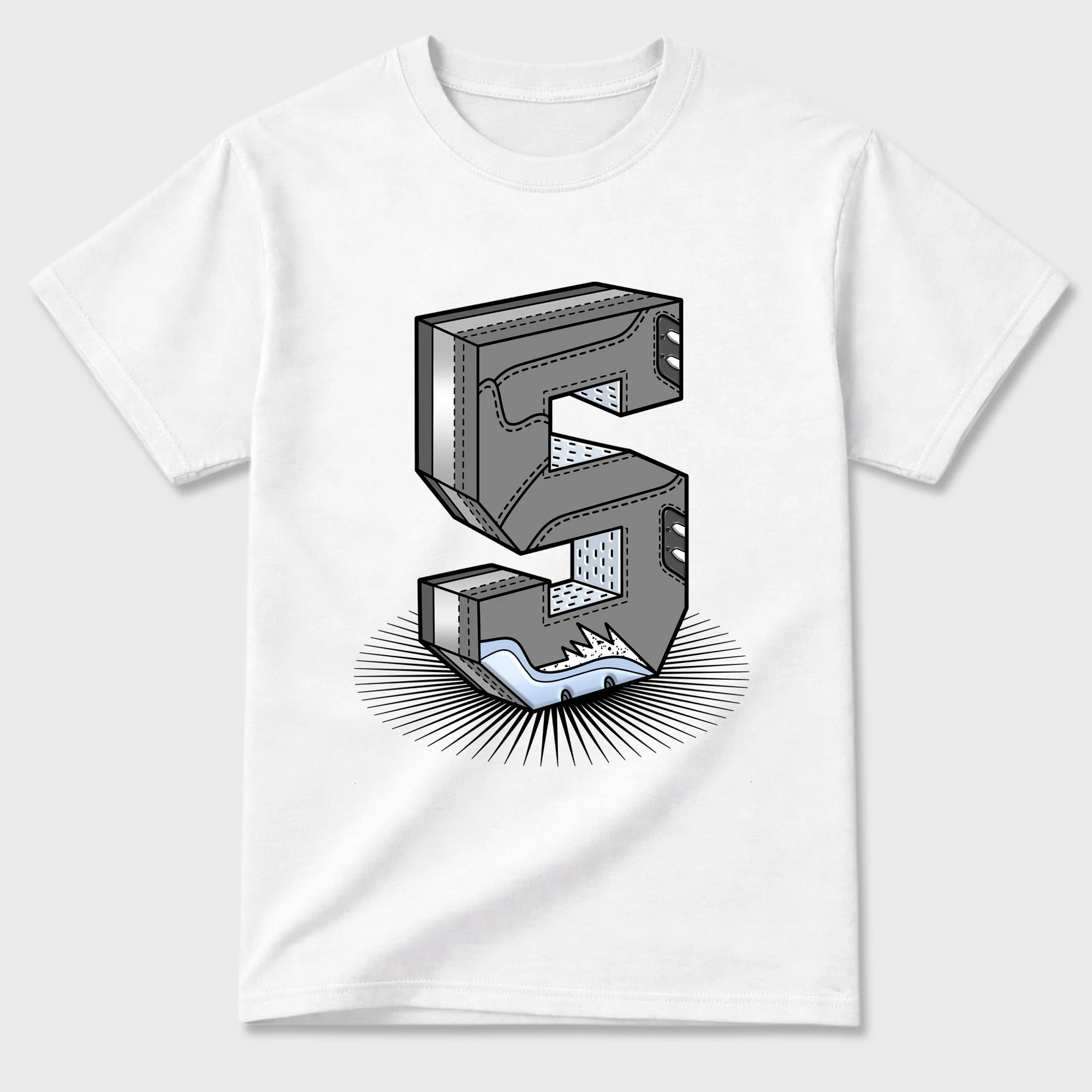Number Statue TEEWAVO Sneaker Tees - Air Jordan 5 Wolf Grey