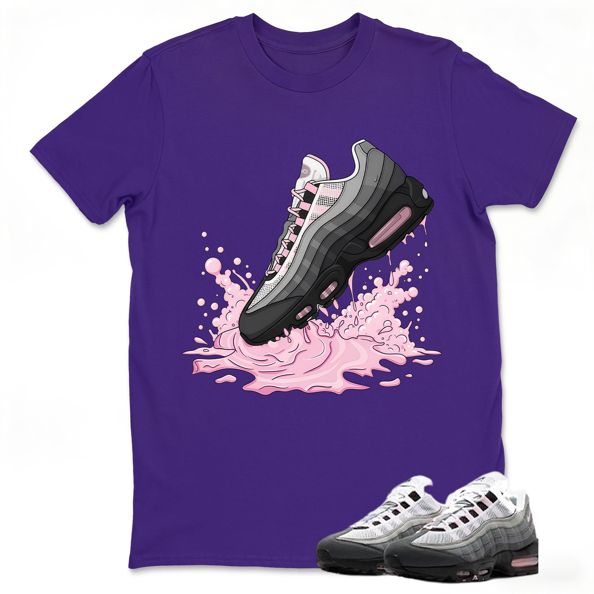 Air Max 95 Pink Foam Black White OG Big Bubble T Shirt Match Dripping Shoe