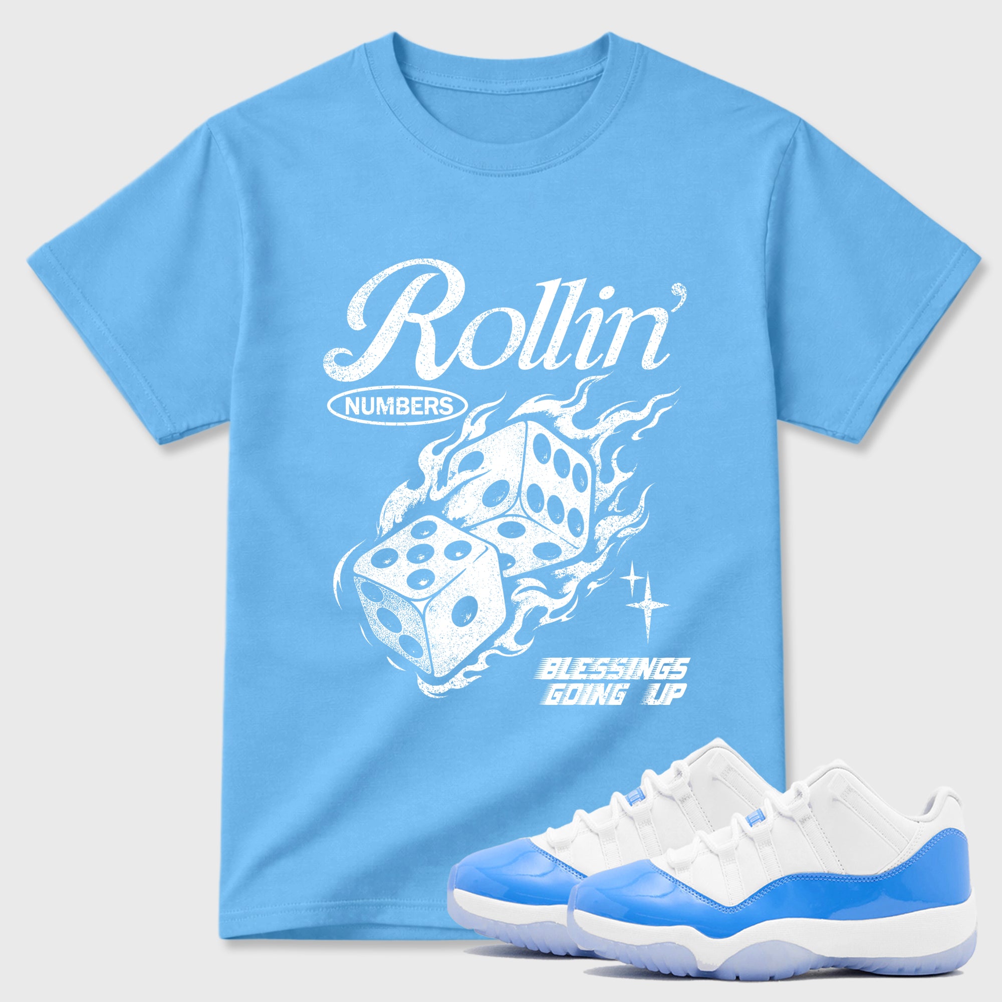 Rollin Numbers  Sneaker Tees - Air Jordan 11 University Blue