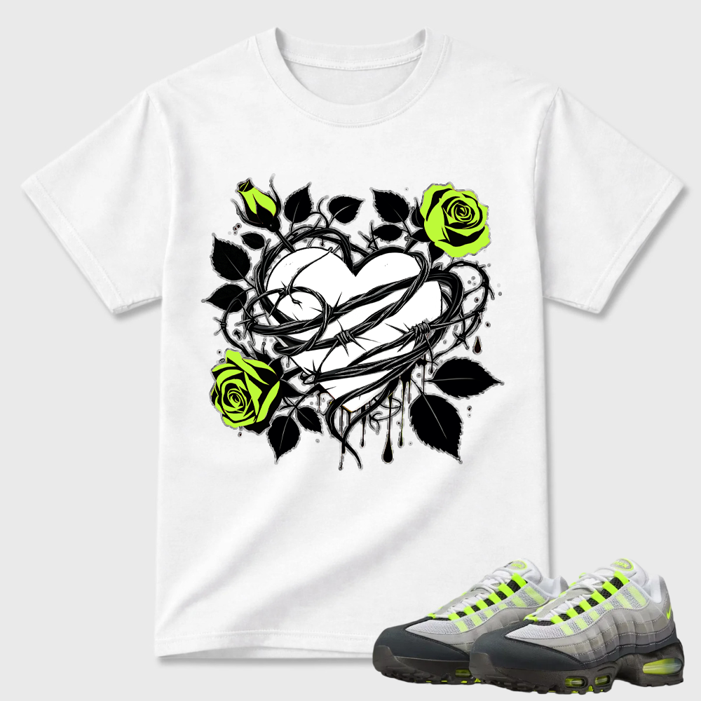 Neon Roses And Barbed Wire Heart Air Max 95 Matching Tee