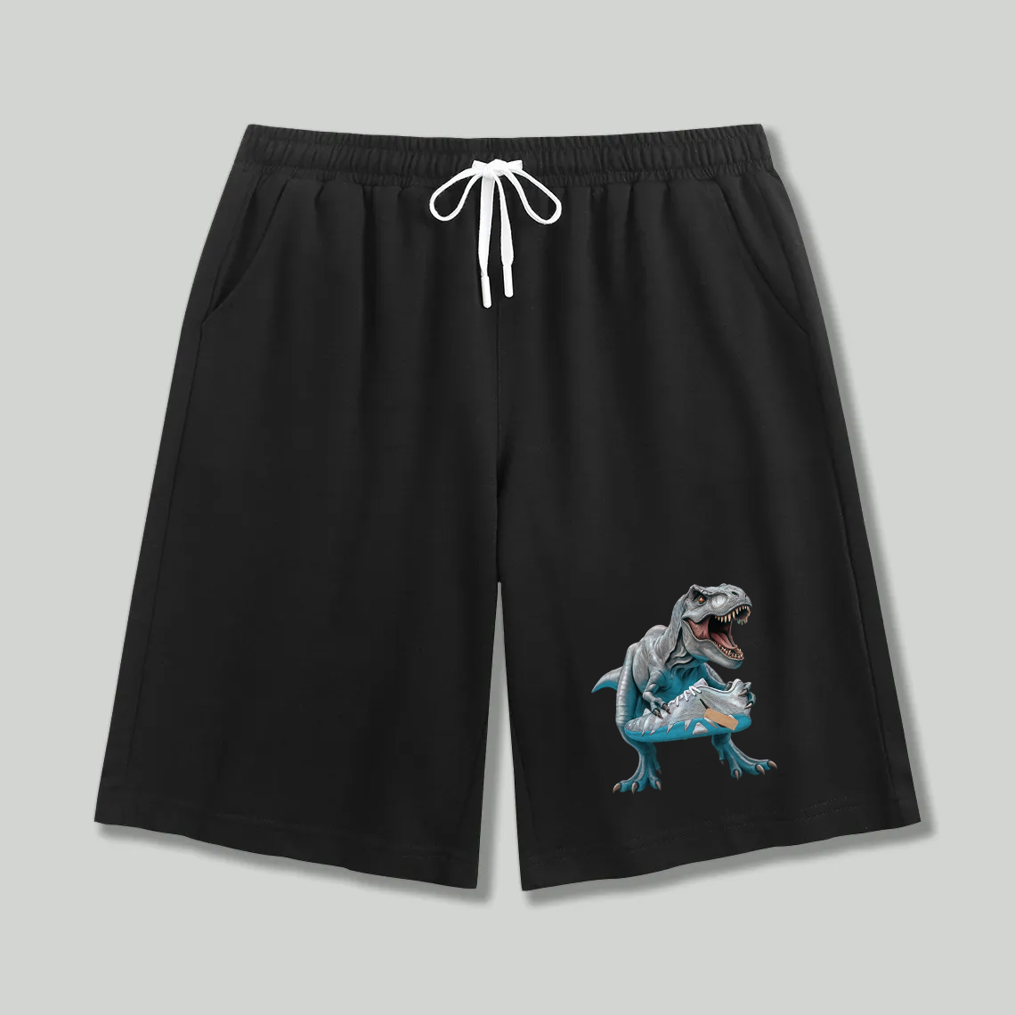 Unisex athletic shorts T-Rex With Blue Sneaker