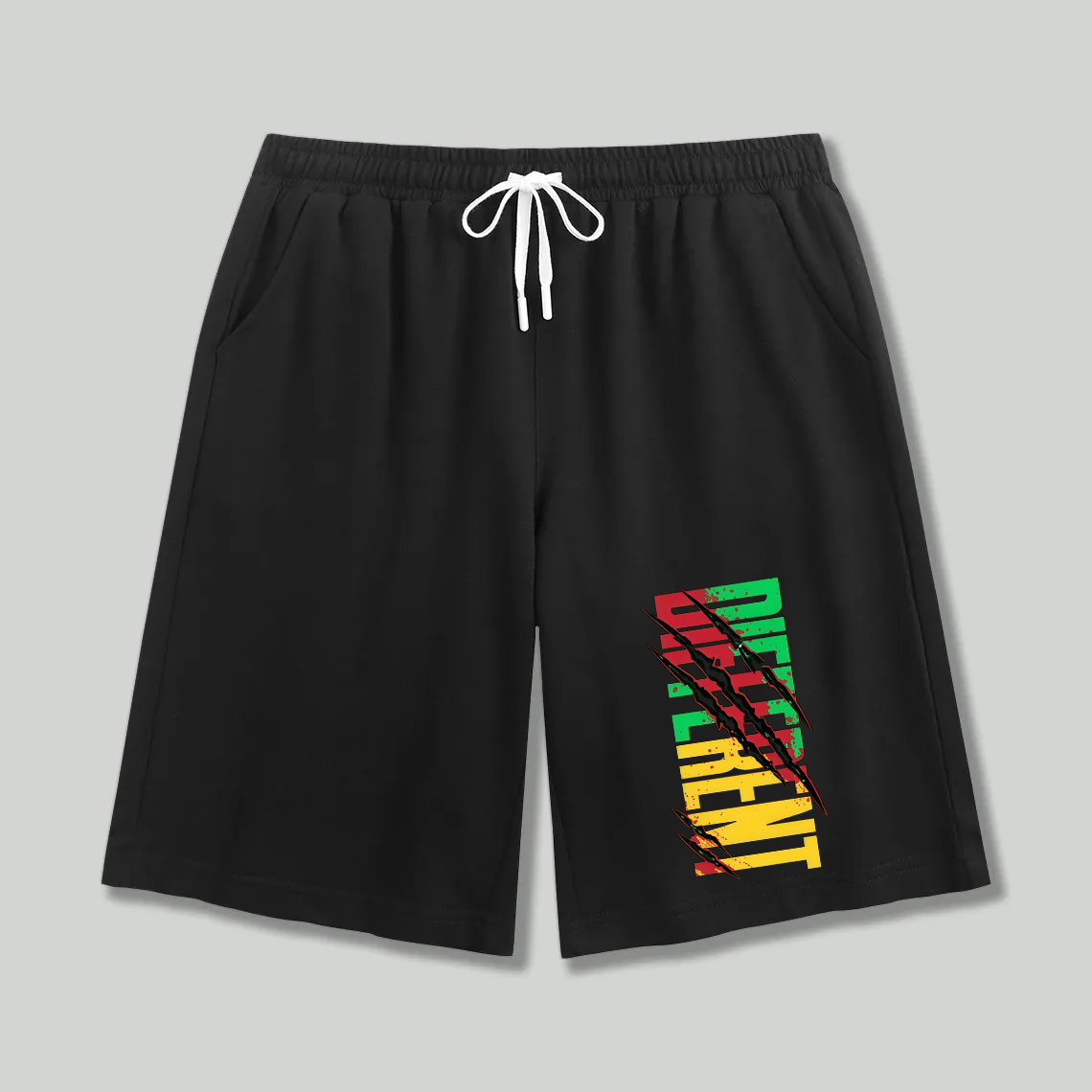Unisex athletic shorts Different Rasta Color Text