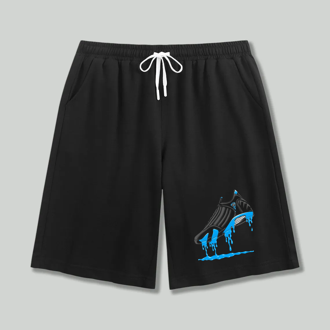 Unisex athletic shorts Black Blue Drip Sneaker