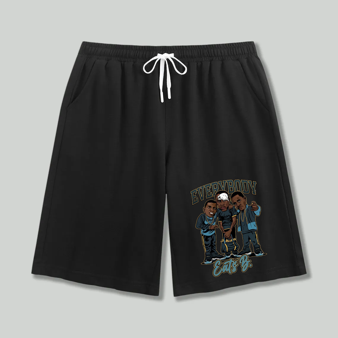 Unisex athletic shorts Everybody Eats B. Cartoon Art