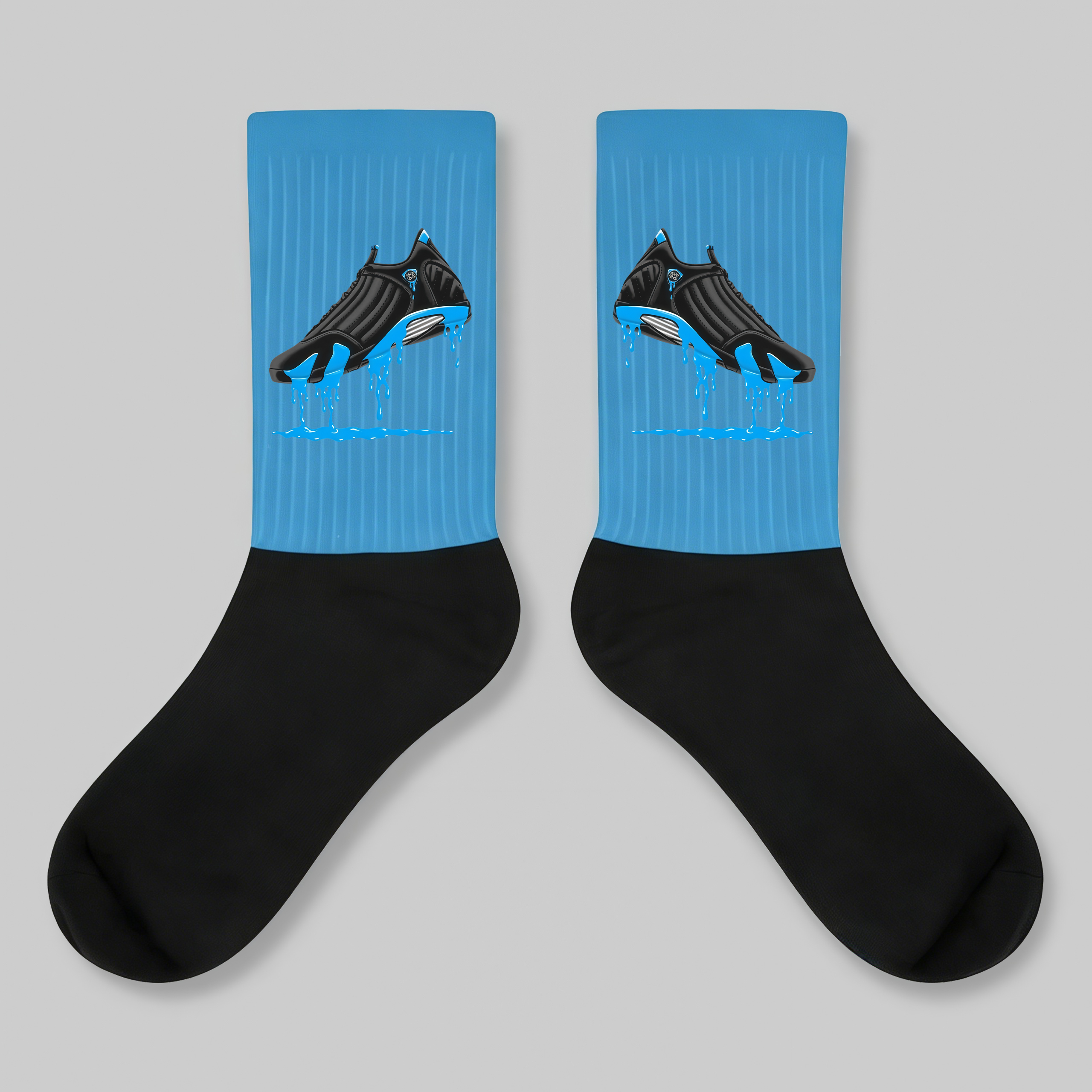 Crew Socks Black Blue Drip Sneaker Print