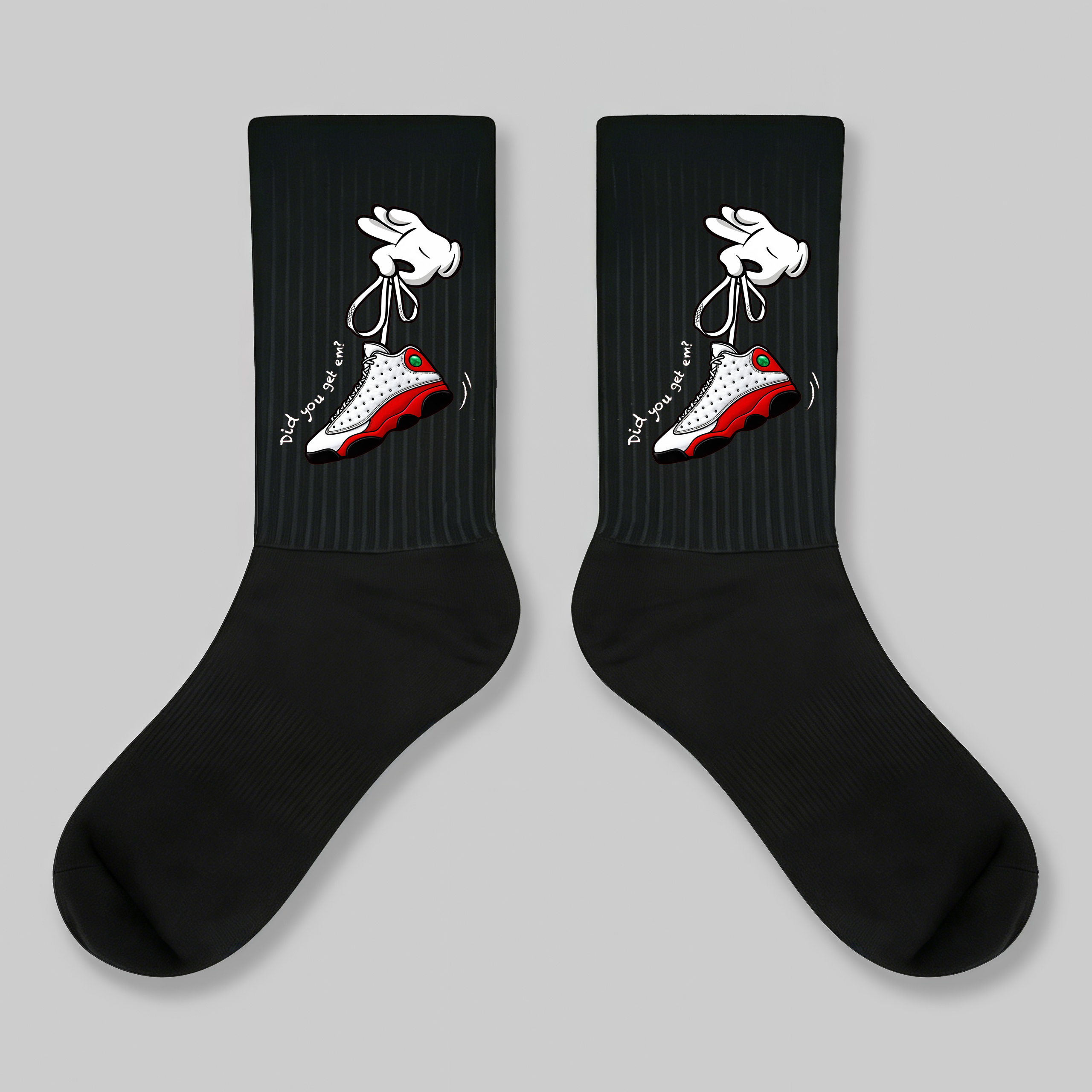 Crew Socks Cartoon Hand Tying Jordan 13 Print