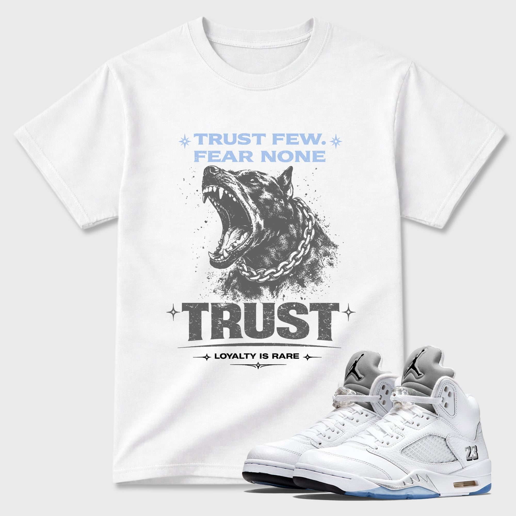 Royalty is Rare  Sneaker Tees - Air Jordan 5 White Metallic