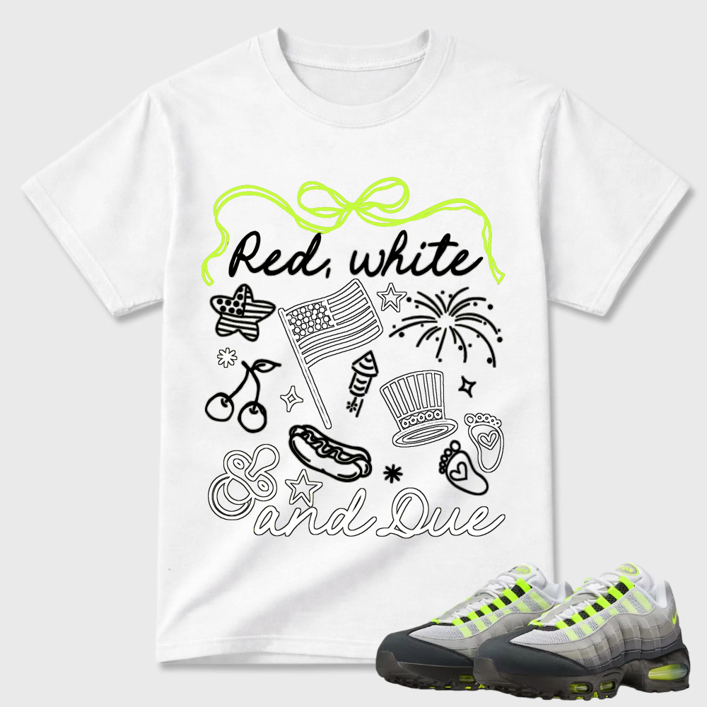 Red White And Due Patriotic Air Max 95 Doodle Tee