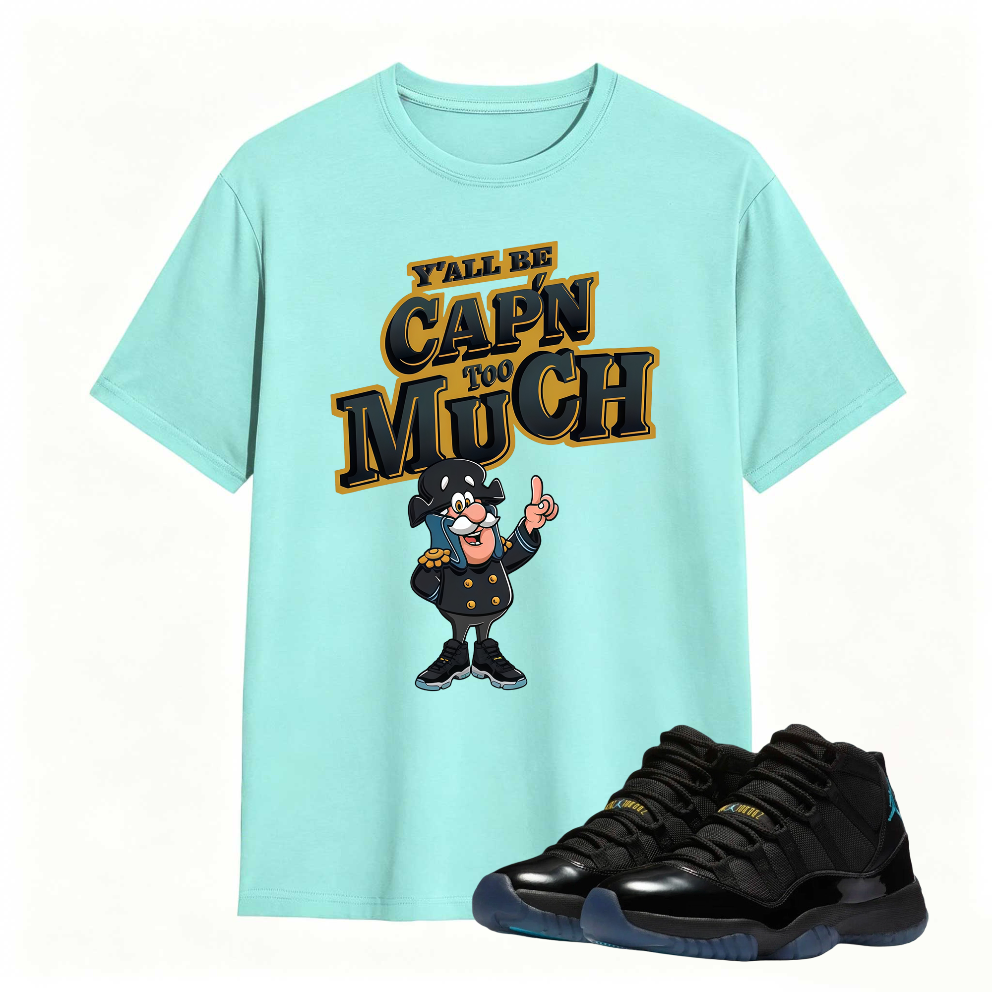 CAP'N MUCH T-Shirt To Match Jordan 11 Gamma
