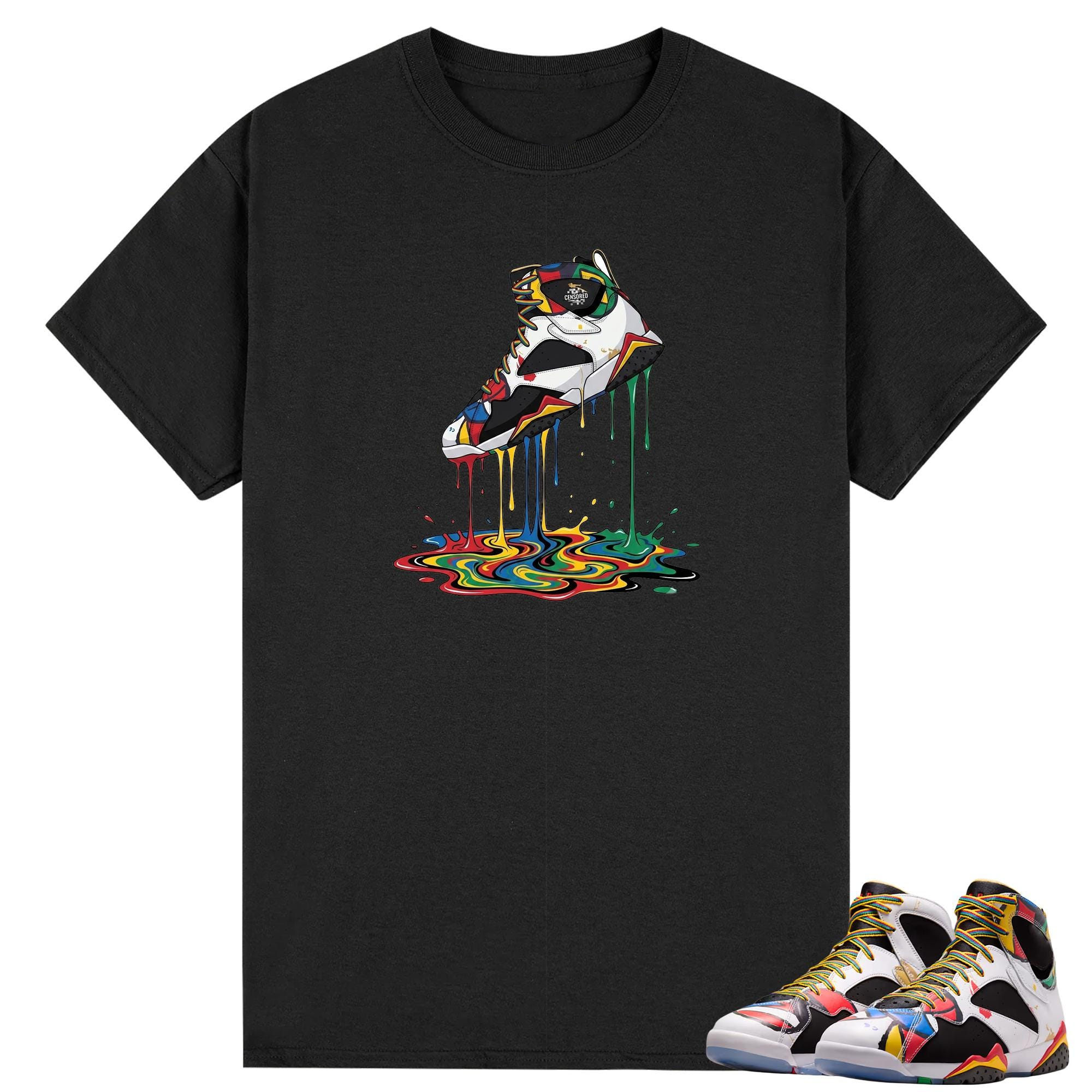 Rainbow Swirl Fluid Footwear Cartoon Print Casual T-Shirt