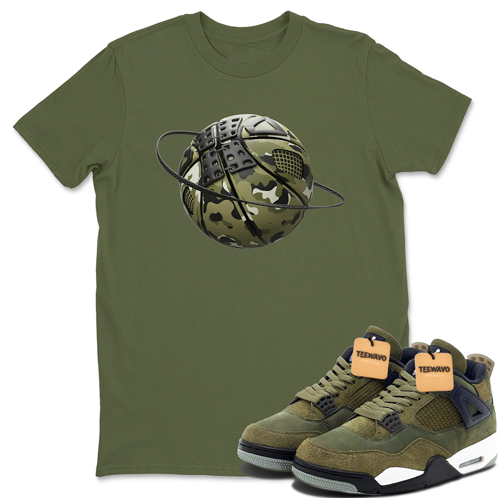 Camo Basketball Planet Sneaker Tee - Air Jordan 4 Medium Olive