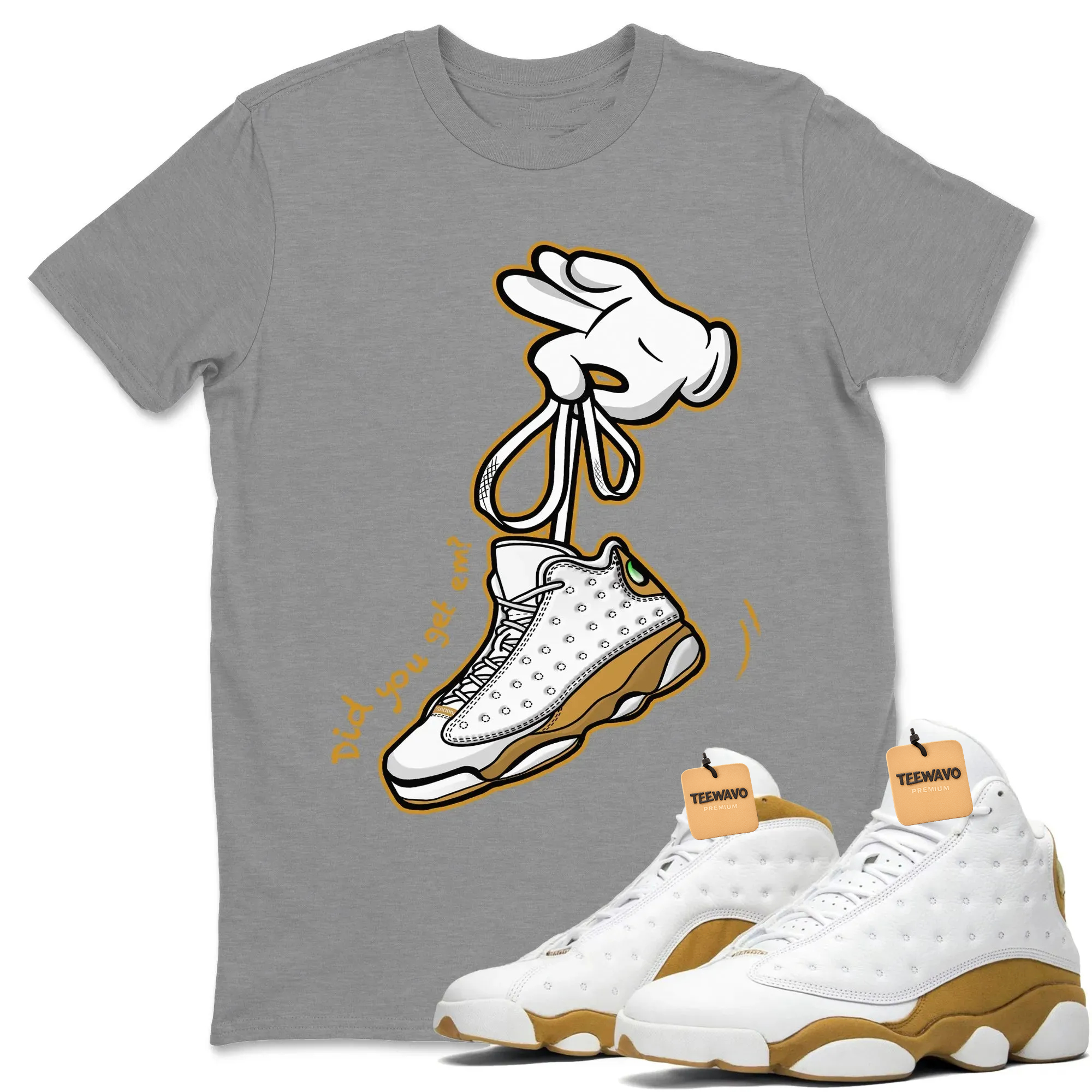 Cartoon Hands Unisex Tops - Air Joardan 13 Wheat