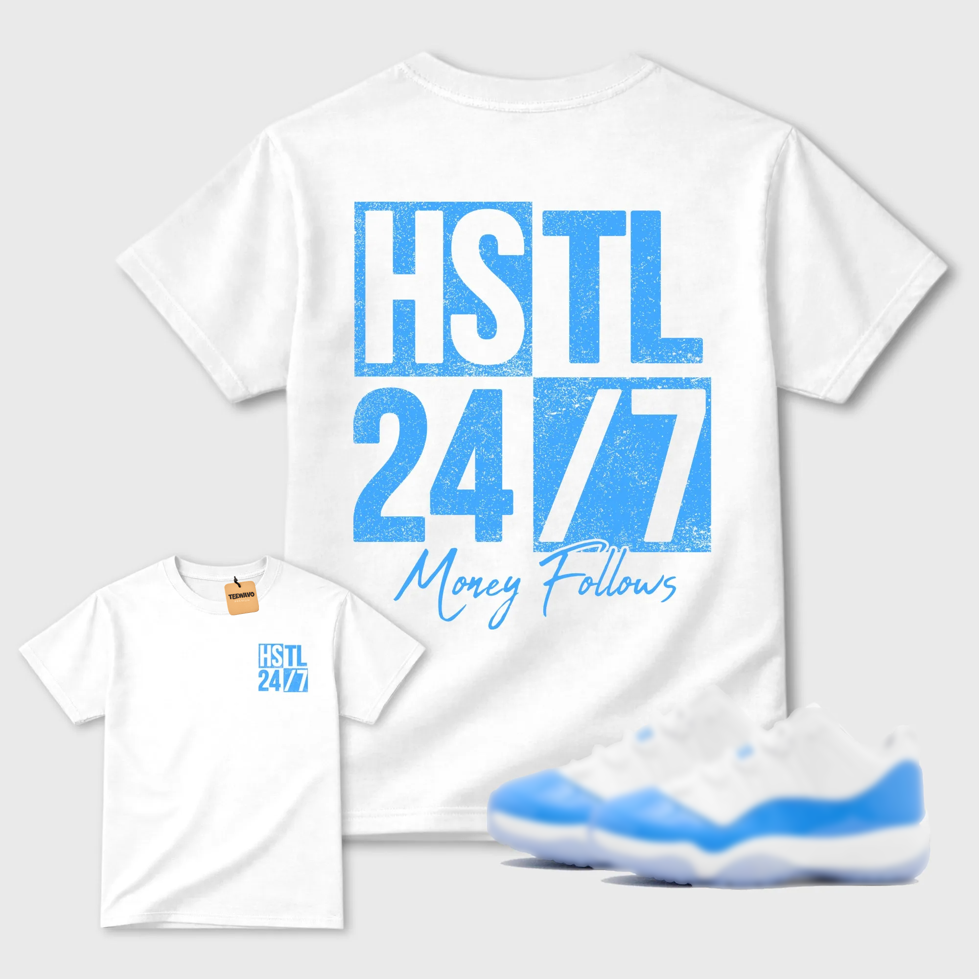 Hustle 247 Sneaker Tees - AJD 11 University Blue