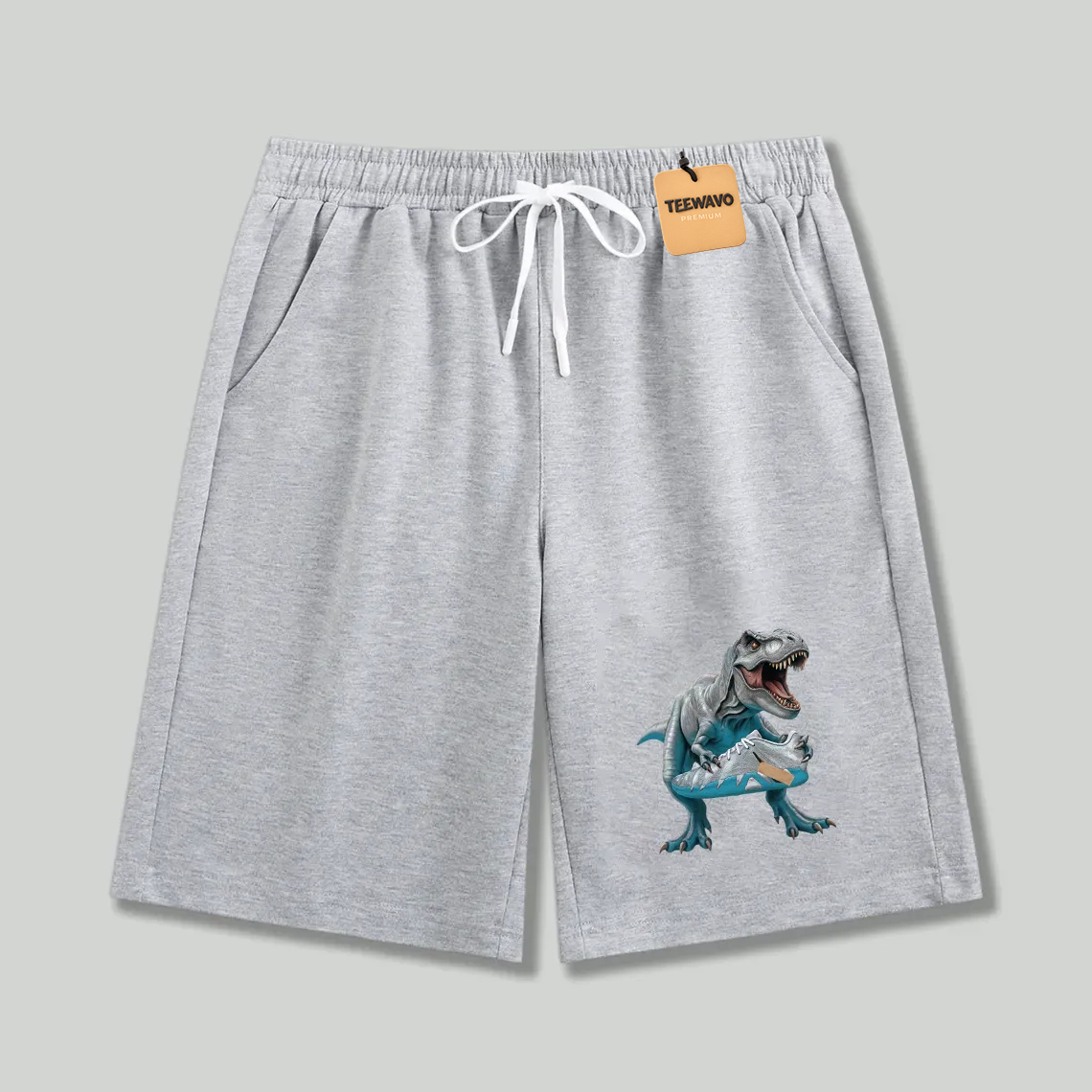 Unisex athletic shorts T-Rex With Blue Sneaker