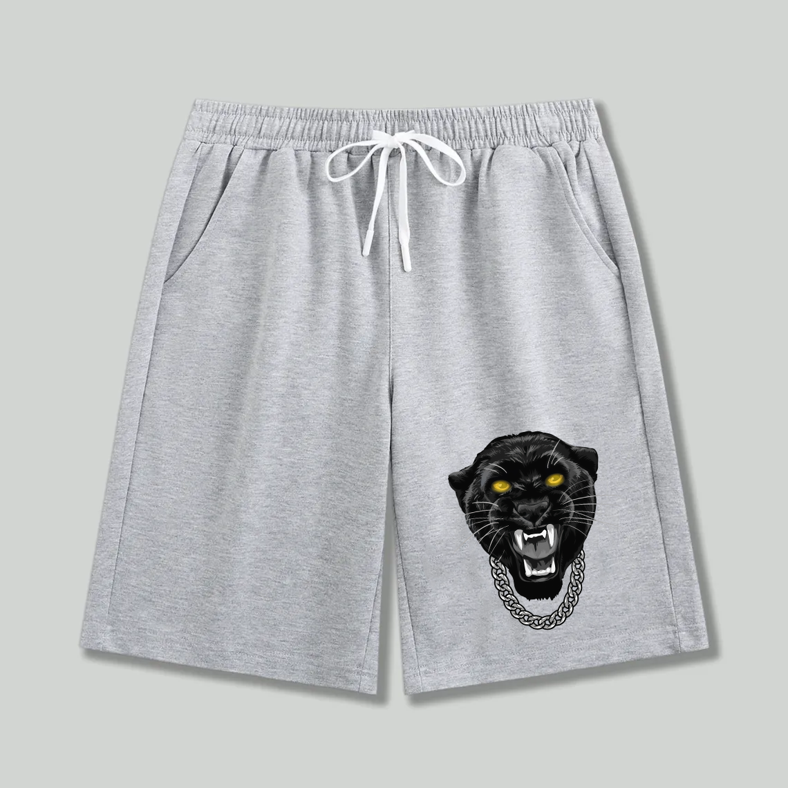 Unisex athletic shorts Black Panther With Gold Chain Graphic Print