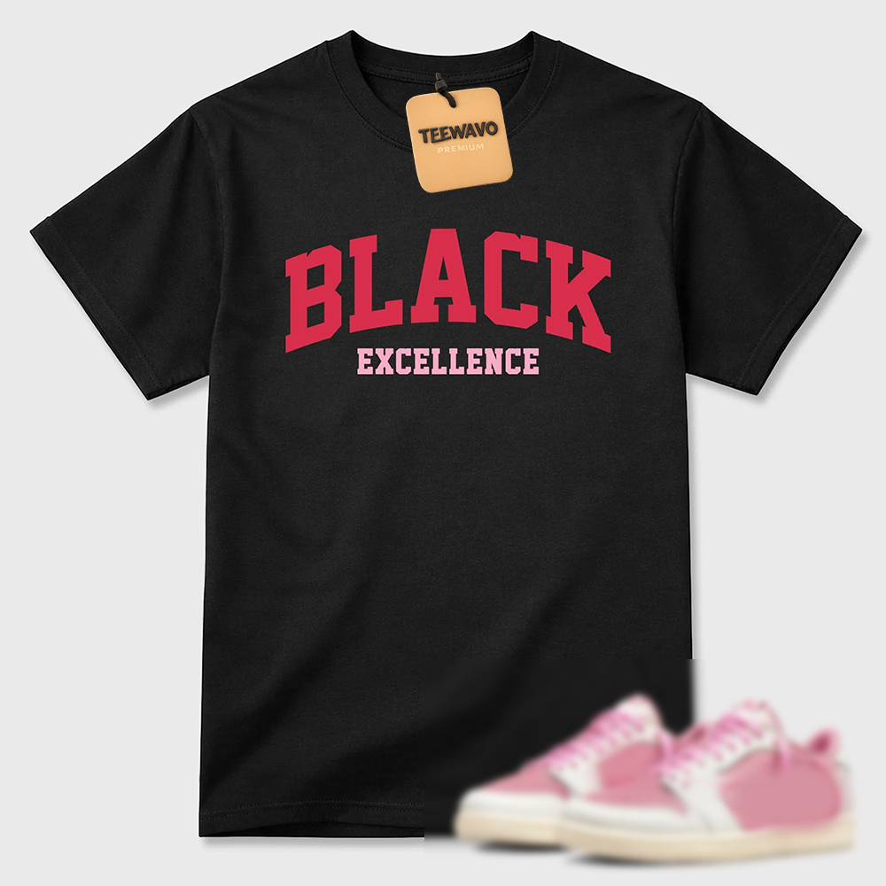 Varsity Black Excellence  Sneaker Tees - AJ 1 Travis Scott Tropical Pink