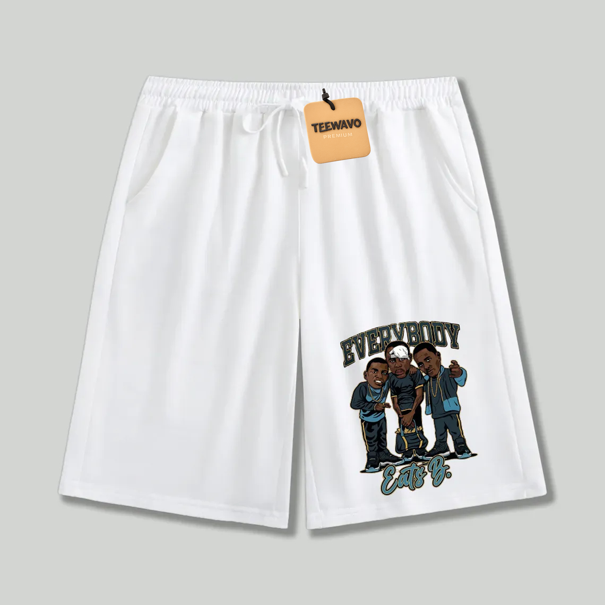 Unisex athletic shorts Everybody Eats B. Cartoon Art