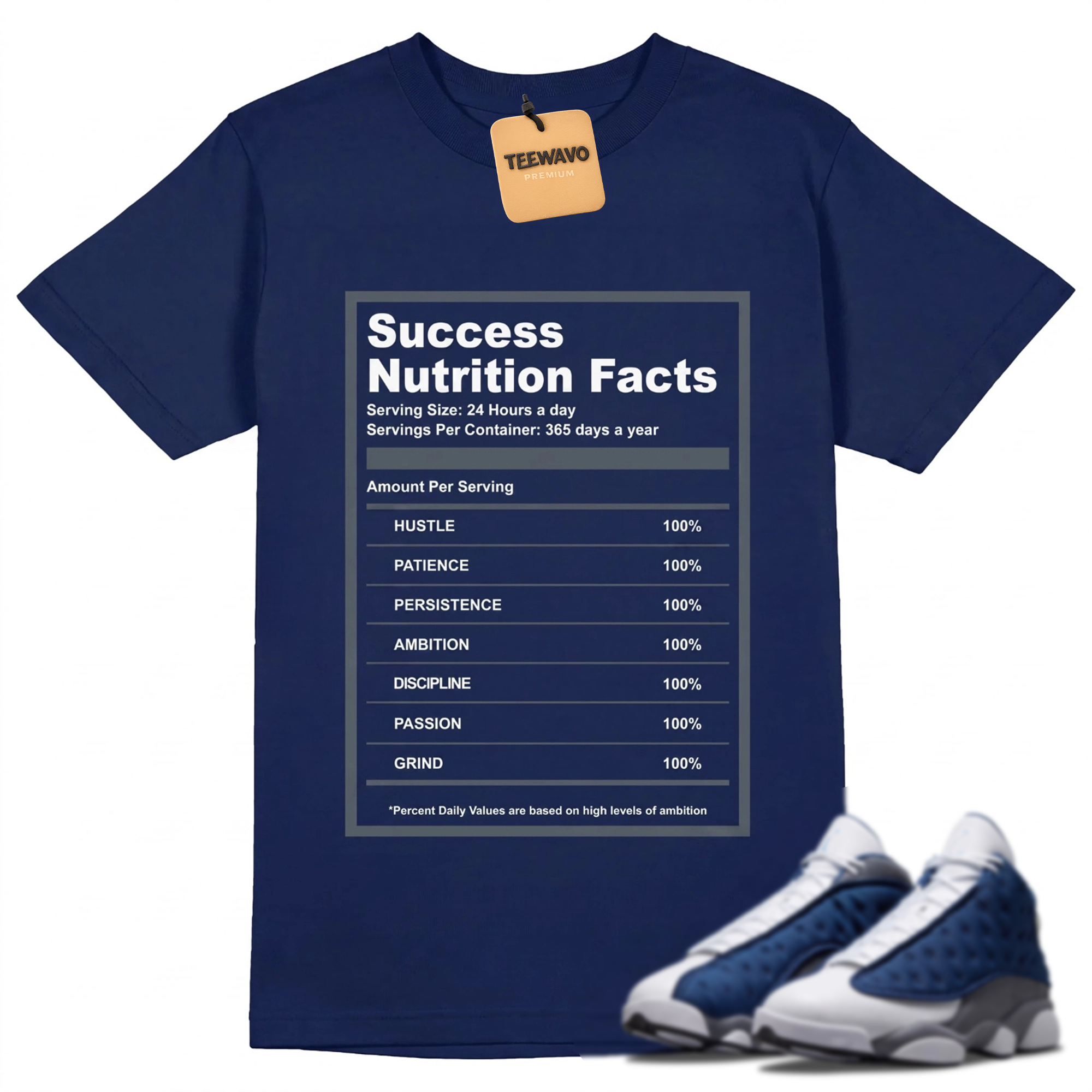 A J 13 Flint Success Nutrition Facts Shirt