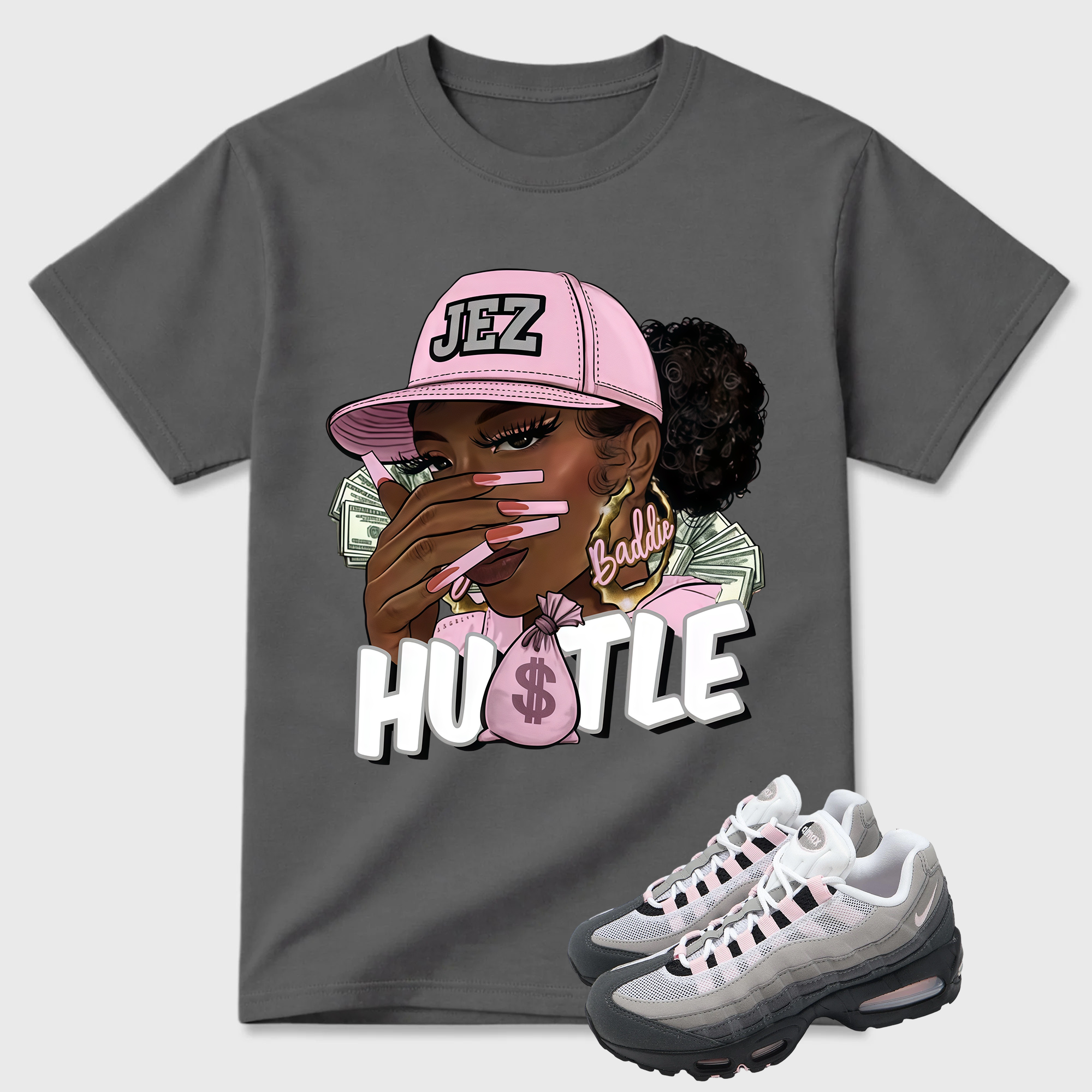 Classic 95 Pink Foam Shirt, AM95 Match Tee, BADDIE HUSTLE Tshirt