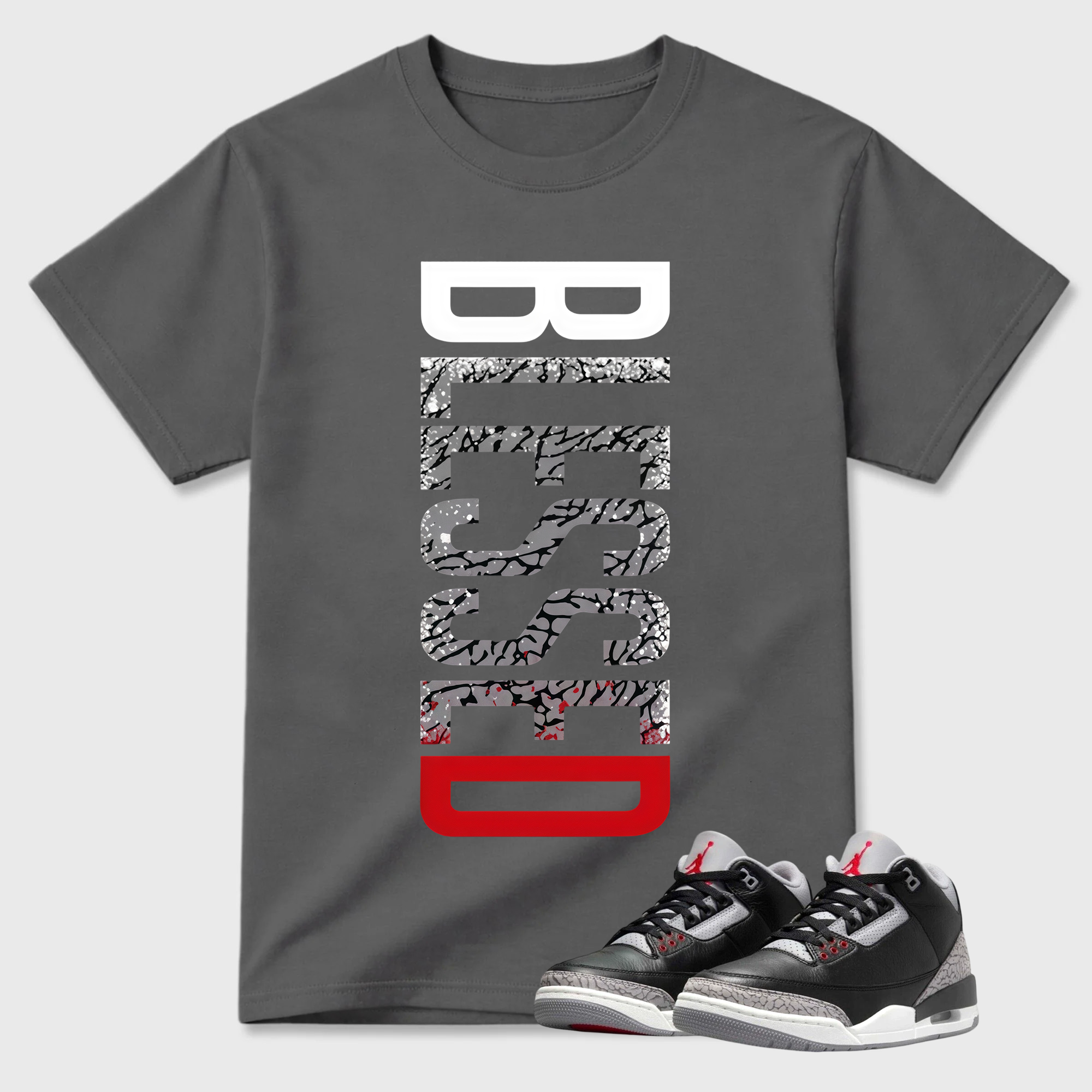 Ultimate Jordan 3 Black Cement Matching T-Shirt