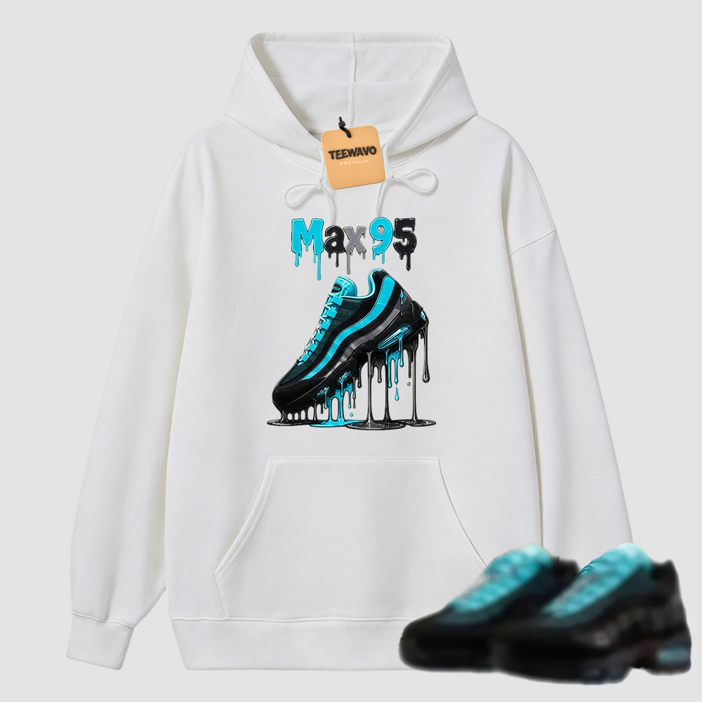 Max 95 Drip Graphic Tee – Aqua Black Sneaker Match Hoodie