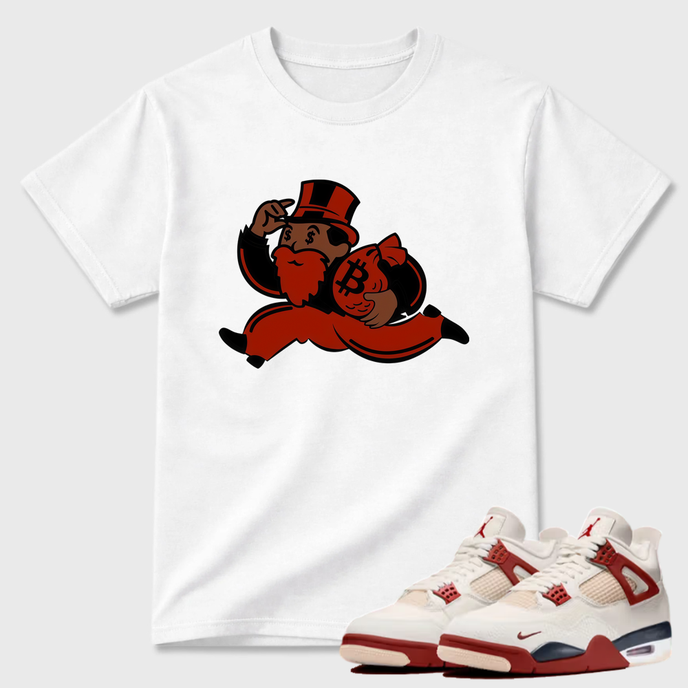 Black Uncle Pennybags With Bitcoin Bag AJ4 Matching Tee