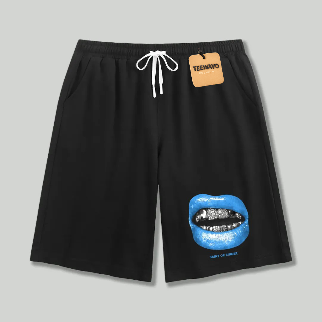 Unisex athletic shorts Diamond Grill Blue Lips Streetwear