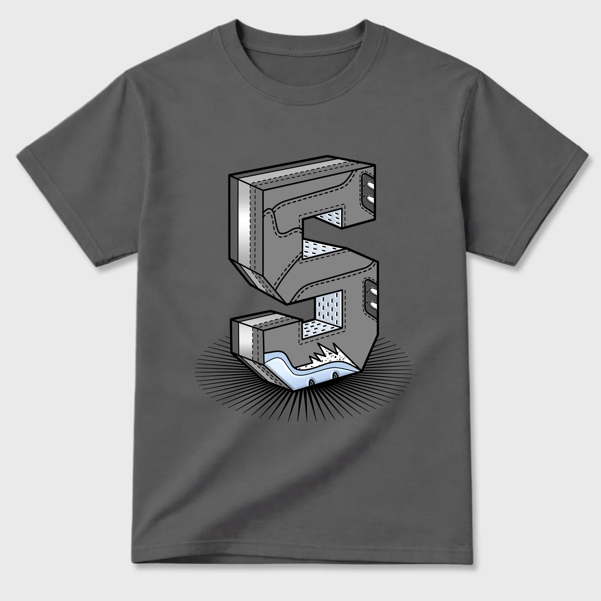 Number Statue TEEWAVO Sneaker Tees - Air Jordan 5 Wolf Grey