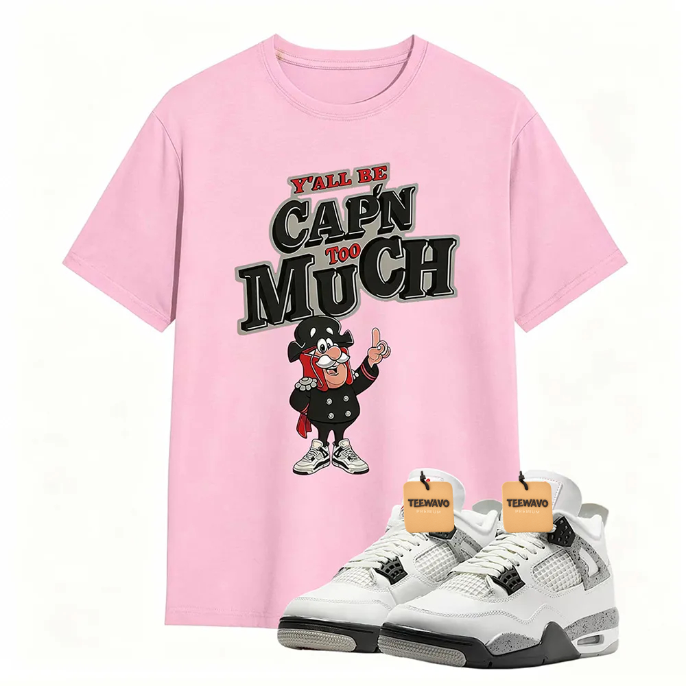 AJD 4 Retro White Cement Cap'n Too Much Sneaker T Shirt
